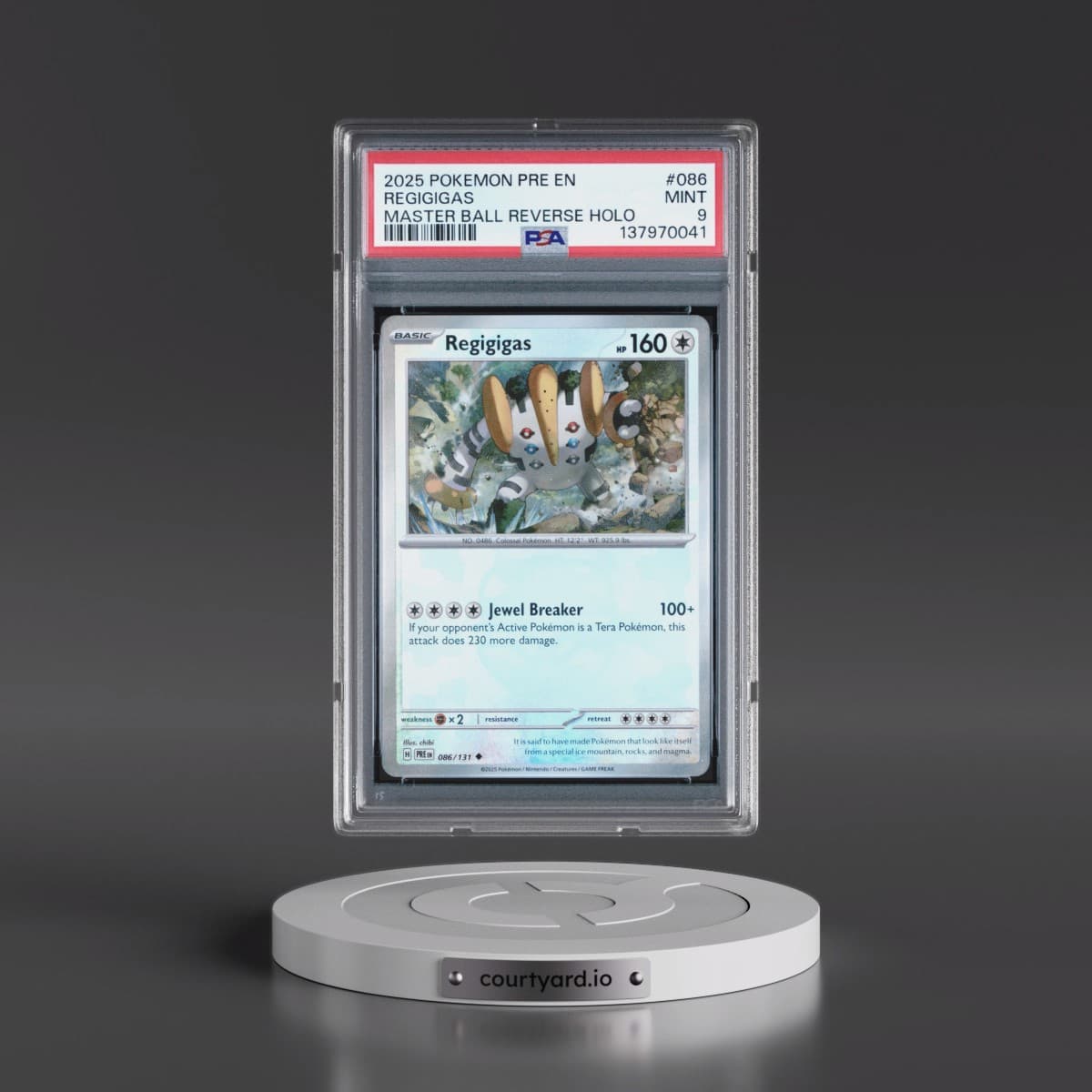 2025 Pokémon Pre EN-Prismatic Evolutions #086 Regigigas - Reverse Holo Master Ball (PSA 9 MINT)