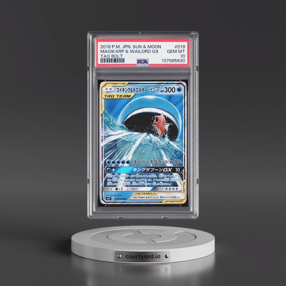 2018 Pokémon Sun & Moon Tag Bolt #019 Magikarp & Wailord GX - Holo (PSA 10 GEM MINT)
