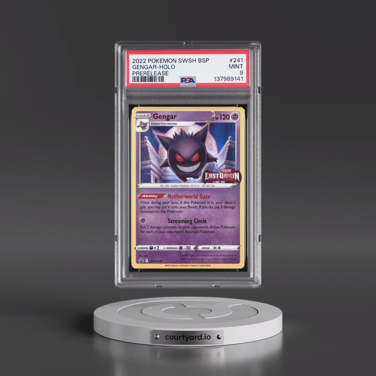 2022 Pokémon Swsh Black Star Promo #241 Gengar - Holo Prerelease (PSA 9 MINT)