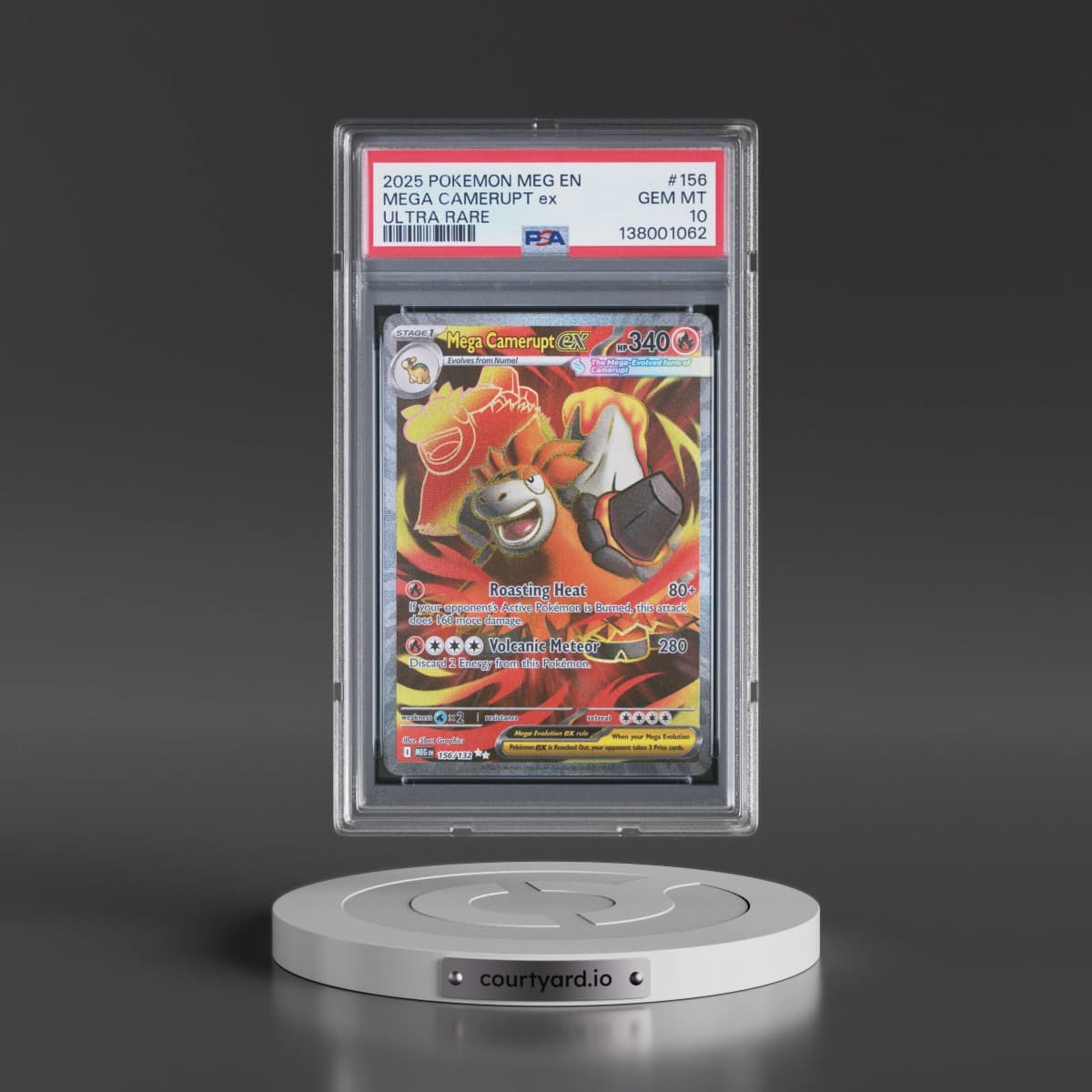 2025 Pokémon Meg EN-Mega Evolution #156 Mega Camerupt EX - Holo Ultra Rare (PSA 10 GEM MINT)