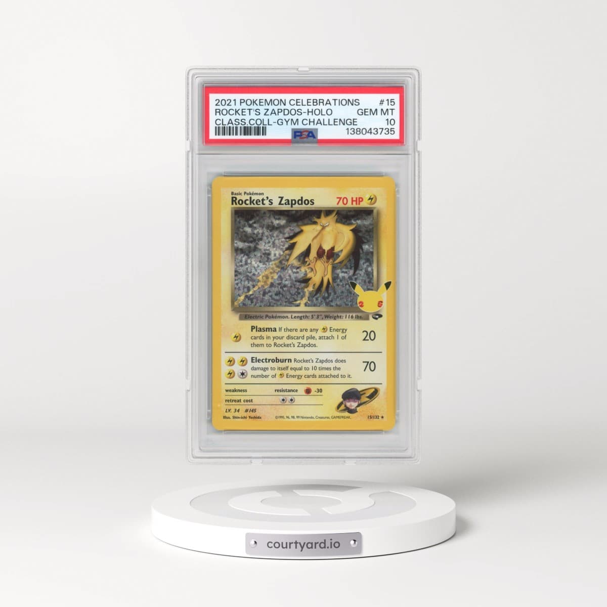 2021 Pokémon Celebrations Classic Collection #15 Rocket's Zapdos - Holo (PSA 10 GEM MINT)