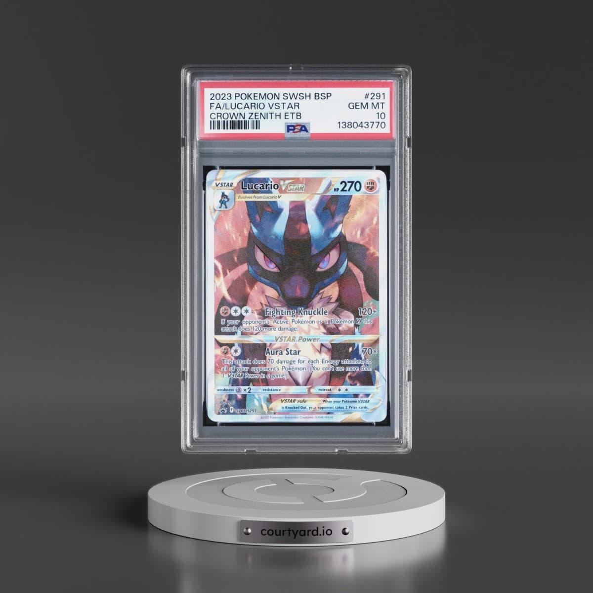 2023 Pokémon Swsh Black Star Promo #291 Lucario Vstar - Full Art Crown Zenith Elite Trainer Box (PSA 10 GEM MINT)