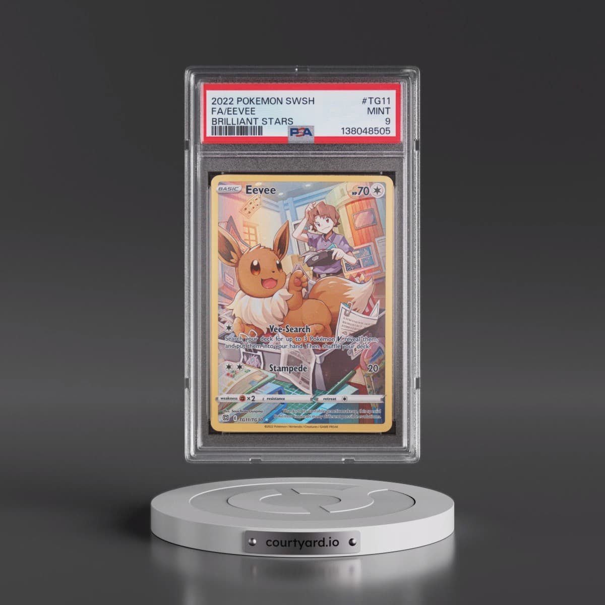 2022 Pokémon Sword & Shield Brilliant Stars #TG11 Eevee - Full Art (PSA 9 MINT)