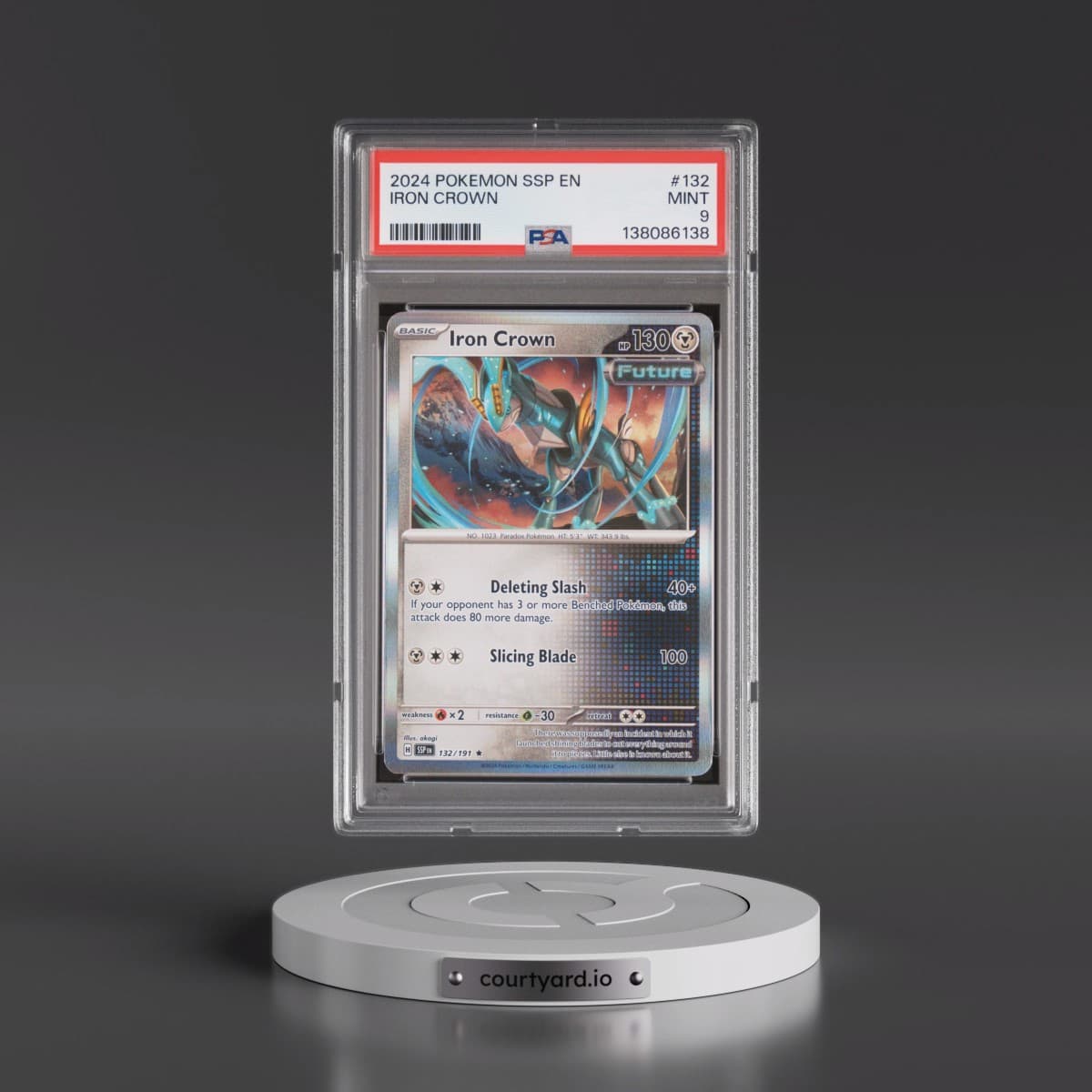 2024 Pokémon Ssp EN-Surging Sparks #132 Iron Crown (PSA 9 MINT)