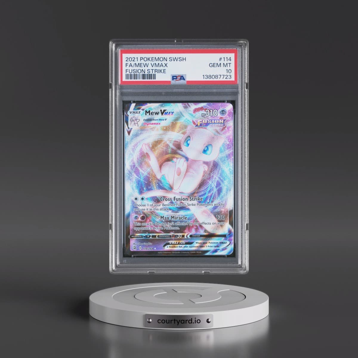 2021 Pokémon Sword & Shield Fusion Strike #114 Mew Vmax - Full Art (PSA 10 GEM MINT)