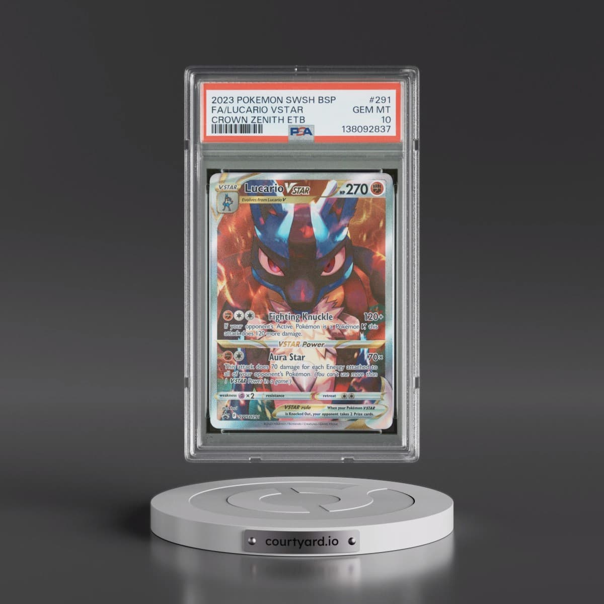 2023 Pokémon Swsh Black Star Promo #291 Lucario Vstar - Full Art Crown Zenith Elite Trainer Box (PSA 10 GEM MINT)