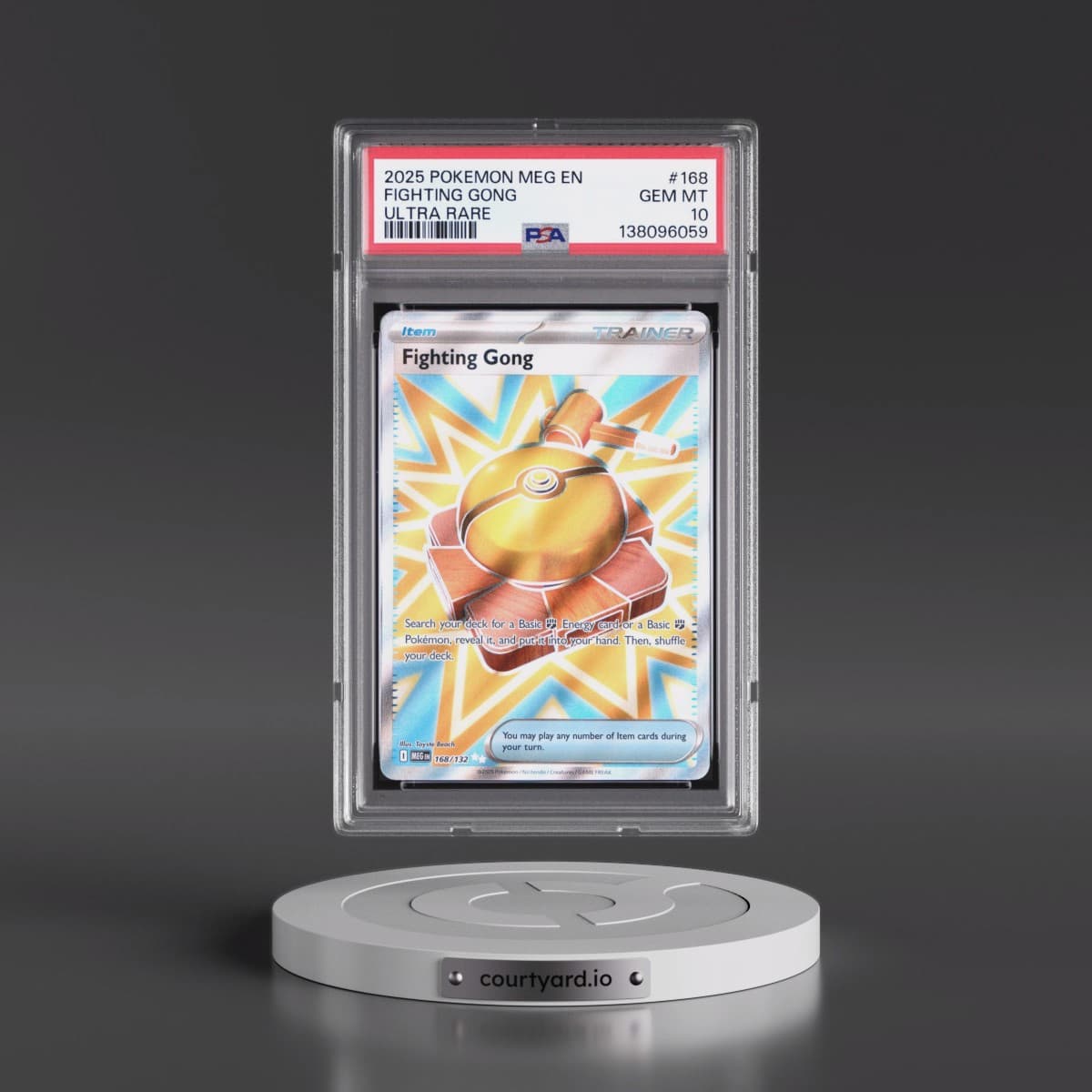 2025 Pokémon Meg EN-Mega Evolution #168 Fighting Gong - Ultra Rare (PSA 10 GEM MINT)