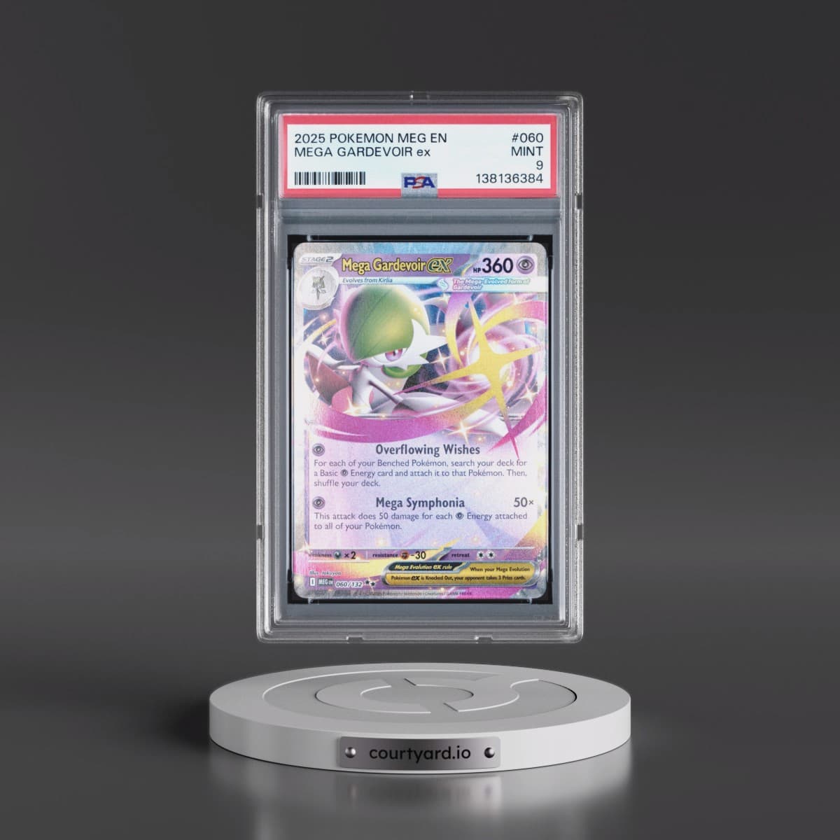 2025 Pokémon Meg EN-Mega Evolution #060 Mega Gardevoir EX - Holo (PSA 9 MINT)