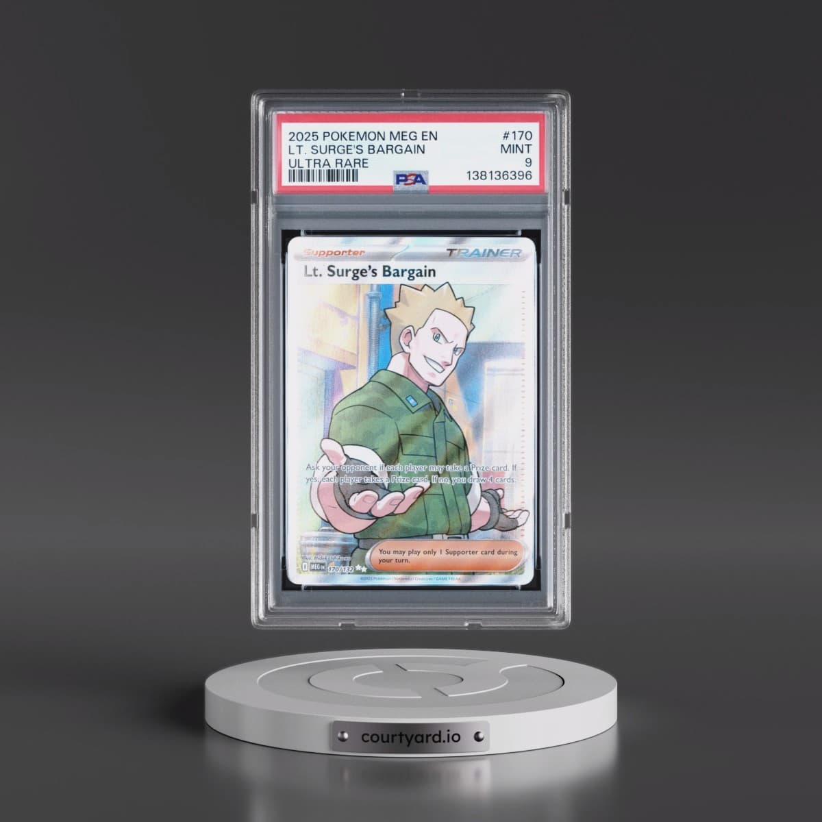 2025 Pokémon Meg EN-Mega Evolution #170 LT. Surge's Bargain - Ultra Rare (PSA 9 MINT)