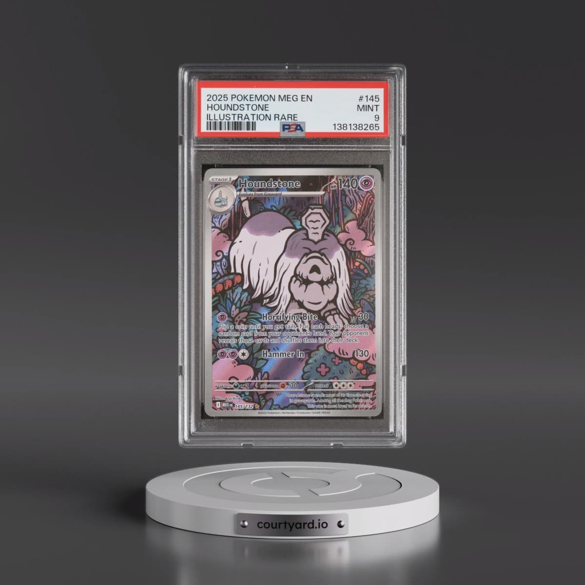 2025 Pokémon Meg EN-Mega Evolution #145 Houndstone - Illustration Rare (PSA 9 MINT)