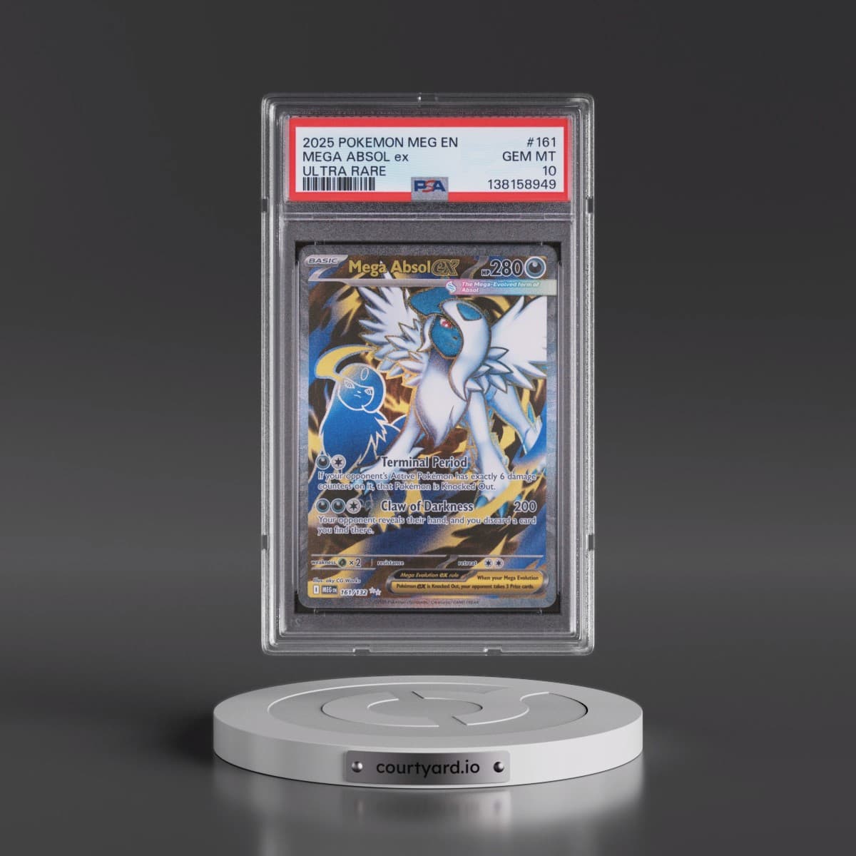 2025 Pokémon Meg EN-Mega Evolution #161 Mega Absol EX - Holo Ultra Rare (PSA 10 GEM MINT)