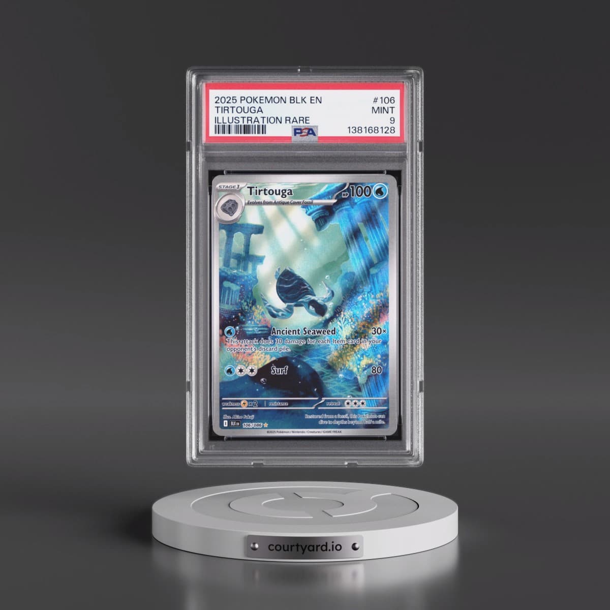 2025 Pokémon Blk EN-Black Bolt #106 Tirtouga - Illustration Rare (PSA 9 MINT)