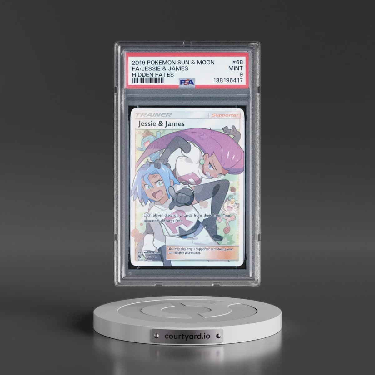 2019 Pokémon Sun & Moon Hidden Fates #68 Jessie & James - Full Art (PSA 9 MINT)
