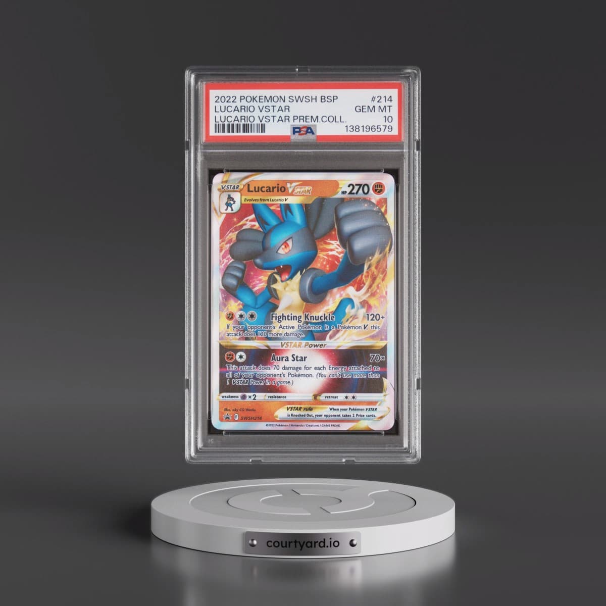 2022 Pokémon Swsh Black Star Promo #214 Lucario Vstar - Lucario Vstar Premium Collection (PSA 10 GEM MINT)
