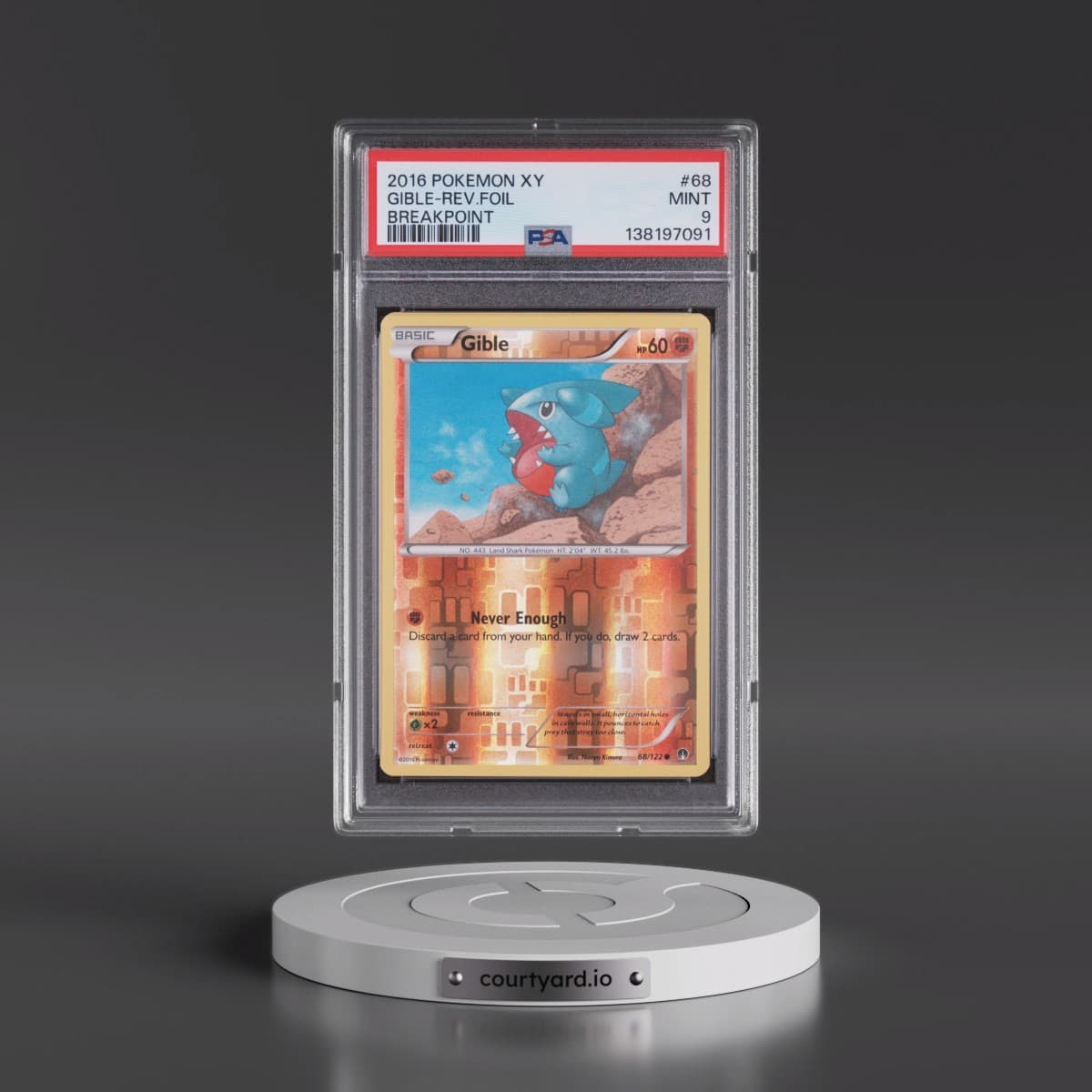 2016 Pokémon XY Breakpoint #68 Gible - Reverse Foil (PSA 9 MINT)