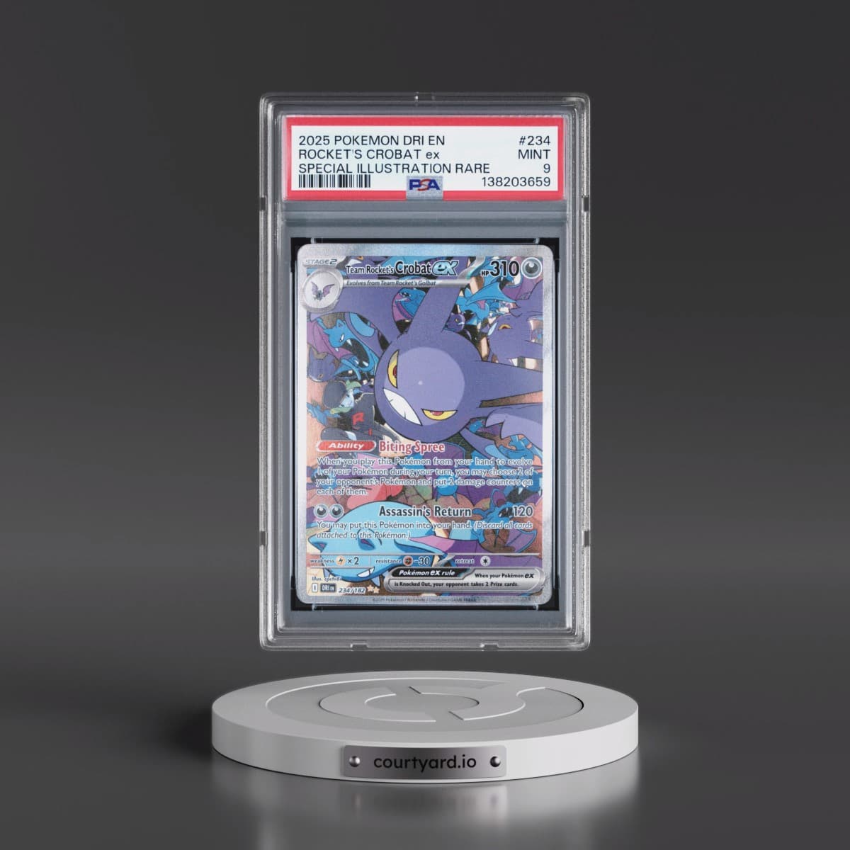 2025 Pokémon Dri EN-Destined Rivals #234 Team Rocket's Crobat EX - Holo Special Illustration Rare (PSA 9 MINT)