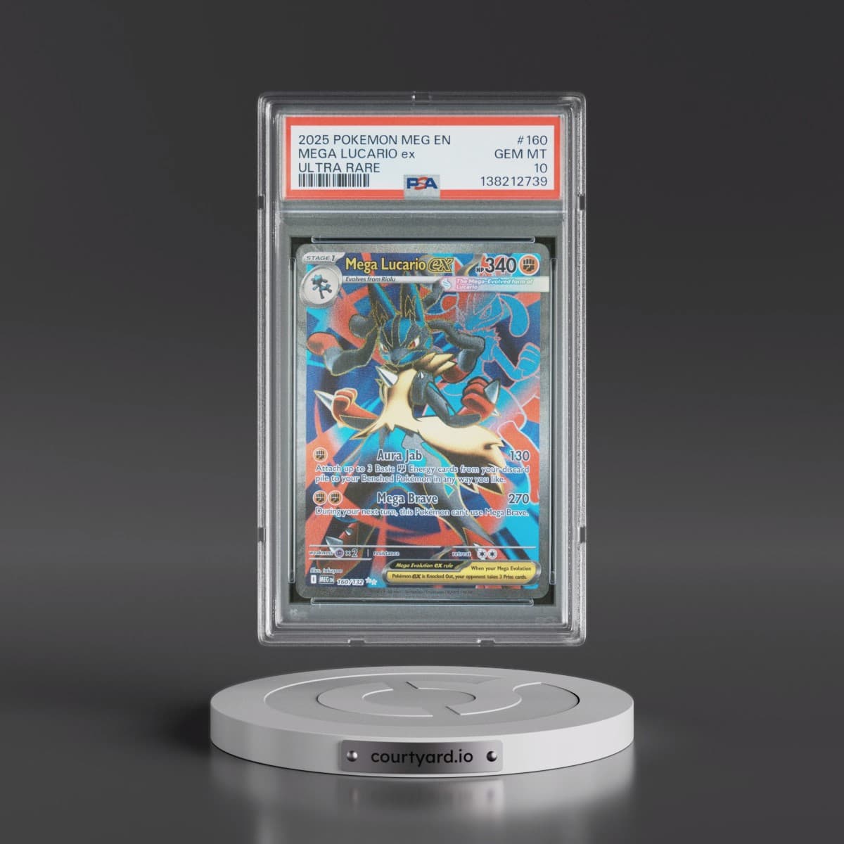2025 Pokémon Meg EN-Mega Evolution #160 Mega Lucario EX - Holo Ultra Rare (PSA 10 GEM MINT)