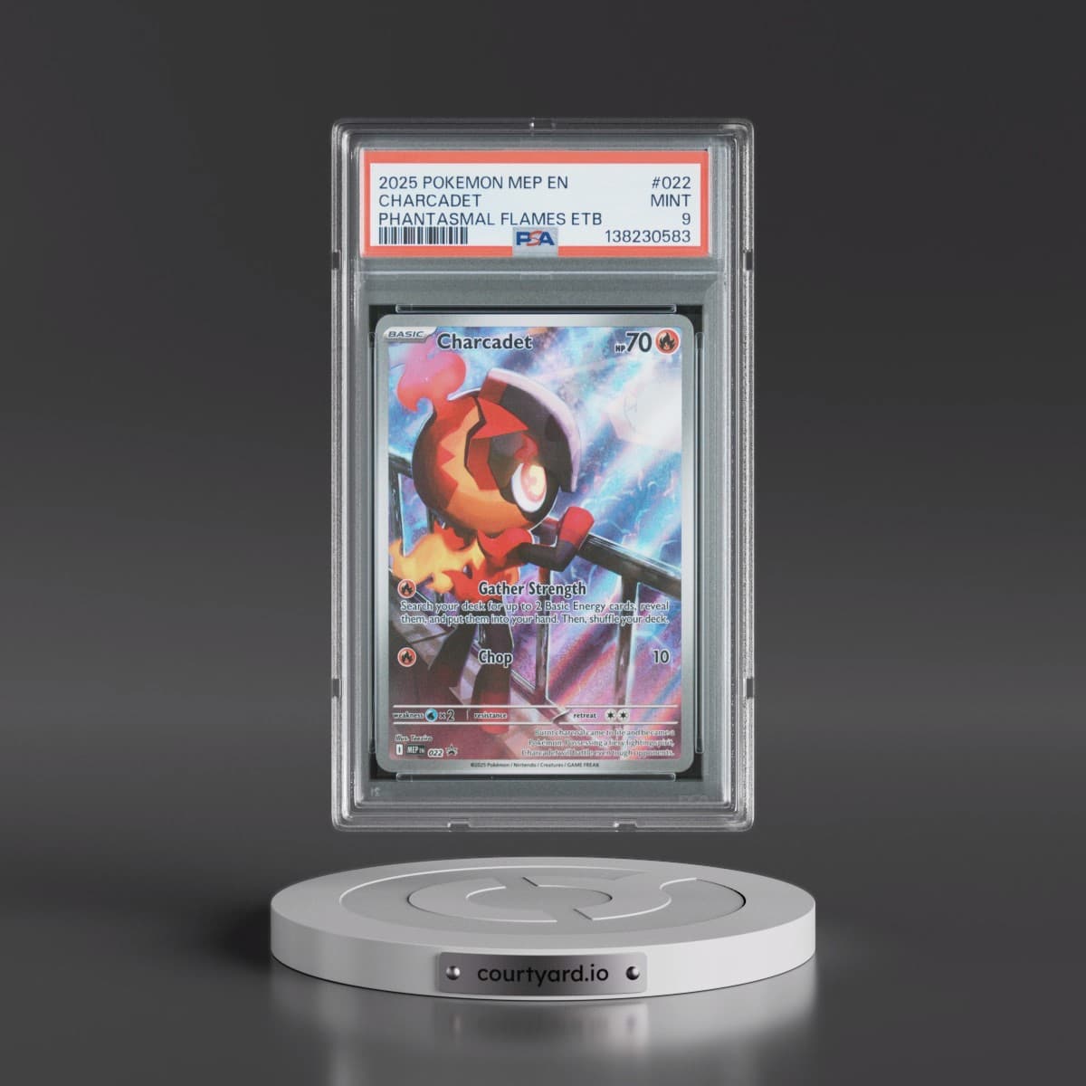 2025 Pokémon Mep EN-Me Black Star Promo #022 Charcadet - Phantasmal Flames Elite Trainer Box (PSA 9 MINT)