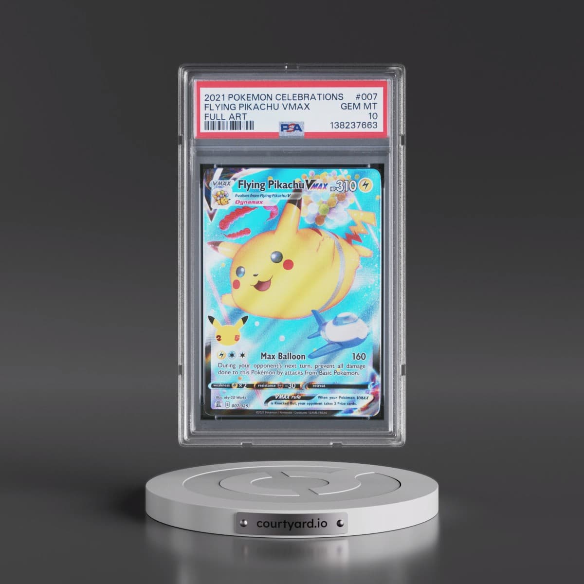 2021 Pokémon Celebrations #007 Flying Pikachu Vmax - Full Art (PSA 10 GEM MINT)
