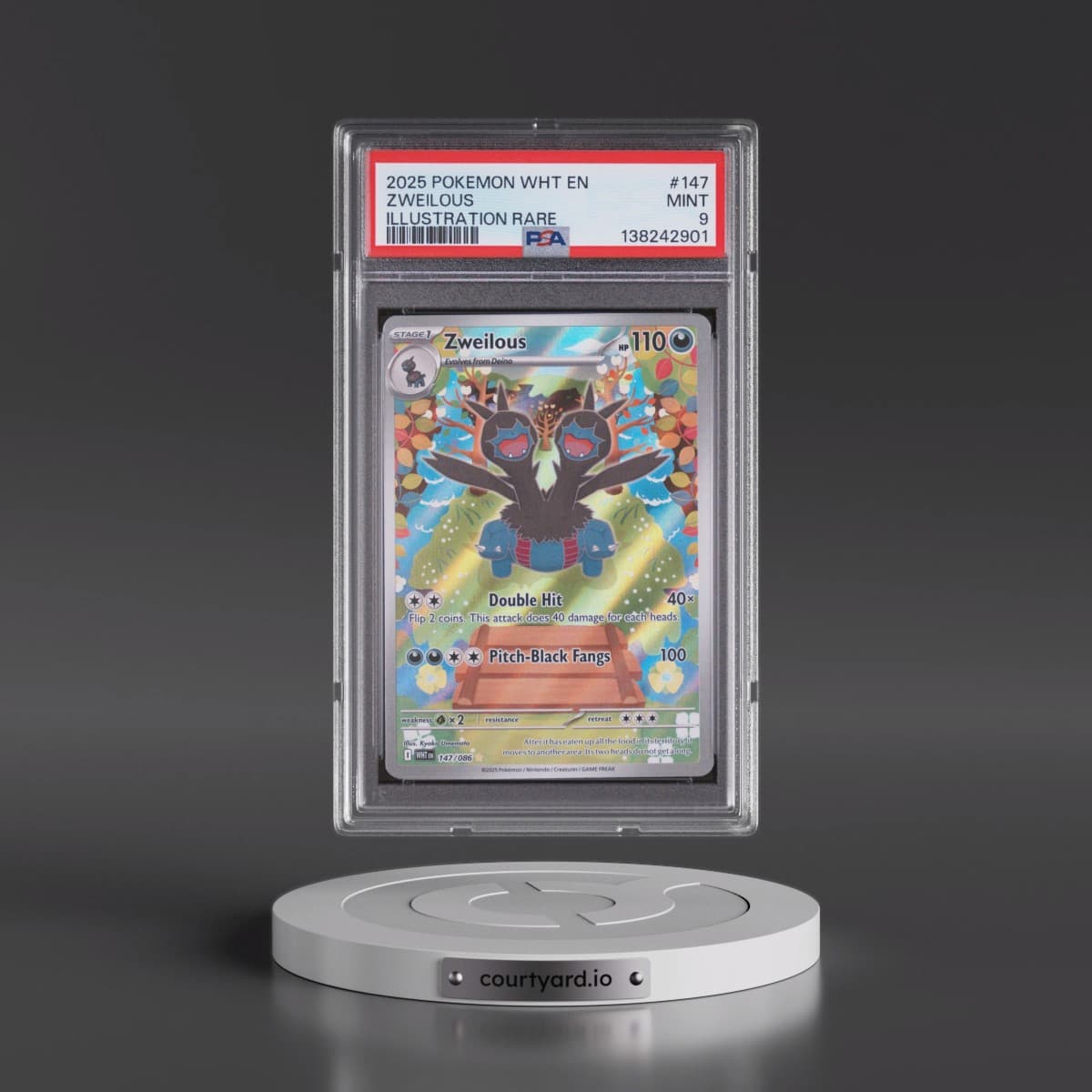 2025 Pokémon Wht EN-White Flare #147 Zweilous - Illustration Rare (PSA 9 MINT)