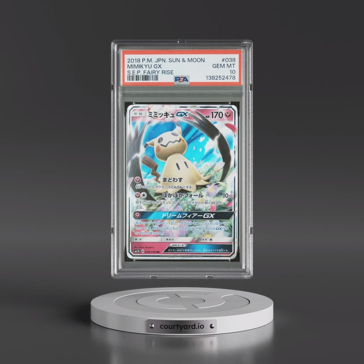 2018 Pokémon Sun & Moon Strength Expansion Pack Fairy Rise #038 Mimikyu GX - Holo (PSA 10 GEM MINT)