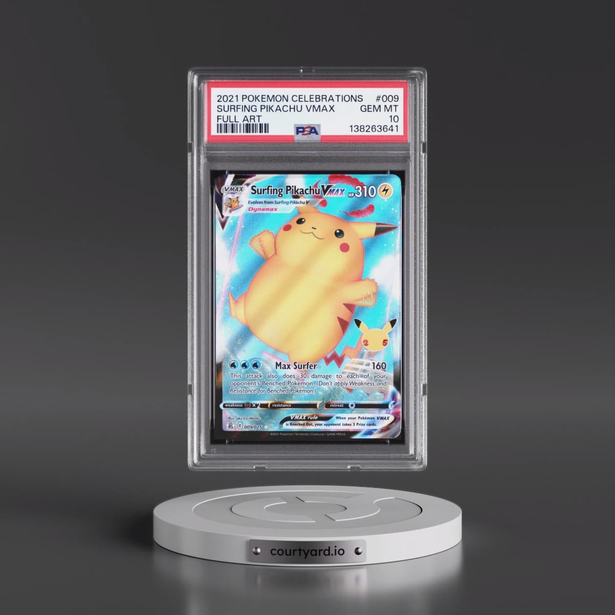 2021 Pokémon Celebrations #009 Surfing Pikachu Vmax - Full Art (PSA 10 GEM MINT)