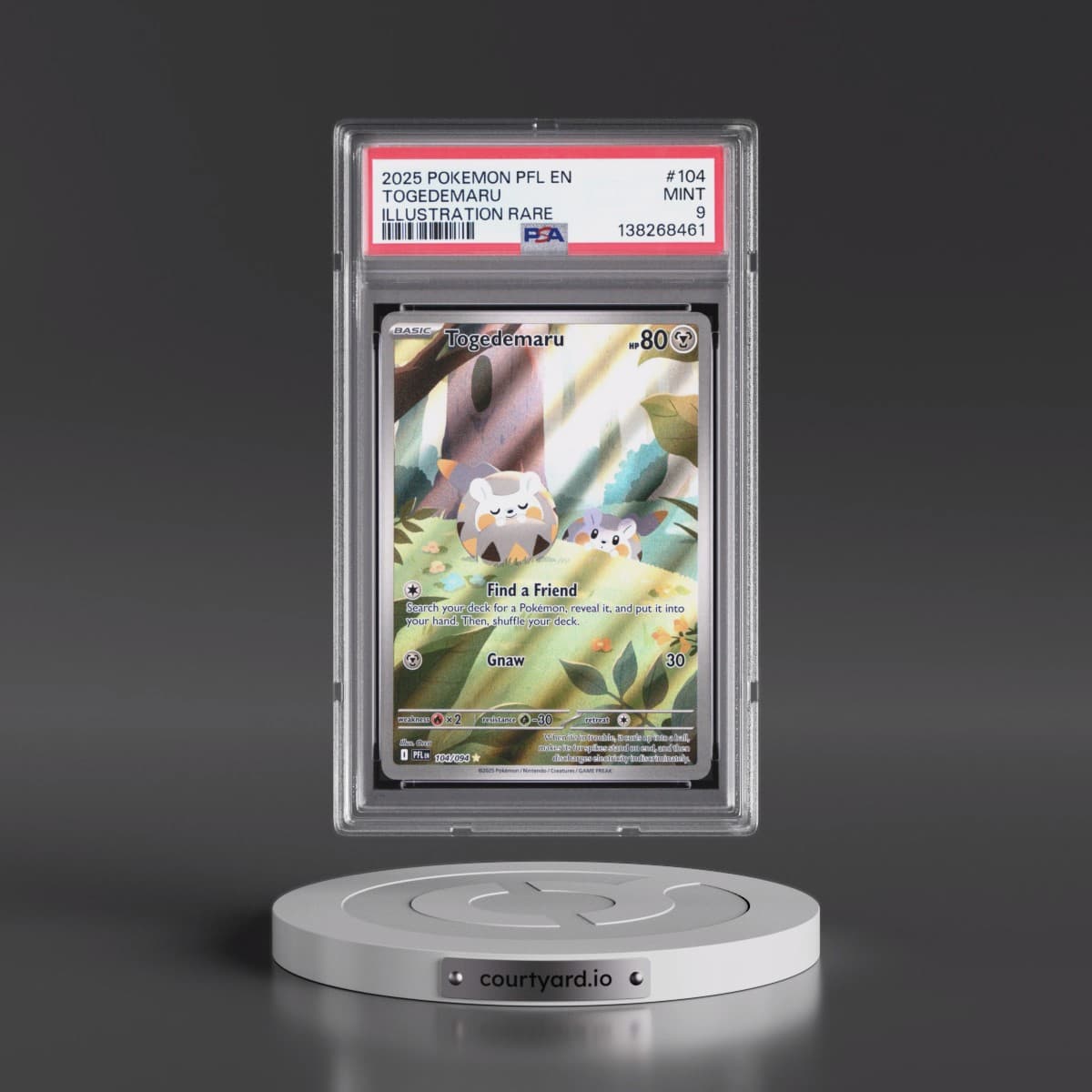 2025 Pokémon Pfl EN-Phantasmal Flames #104 Togedemaru - Illustration Rare (PSA 9 MINT)