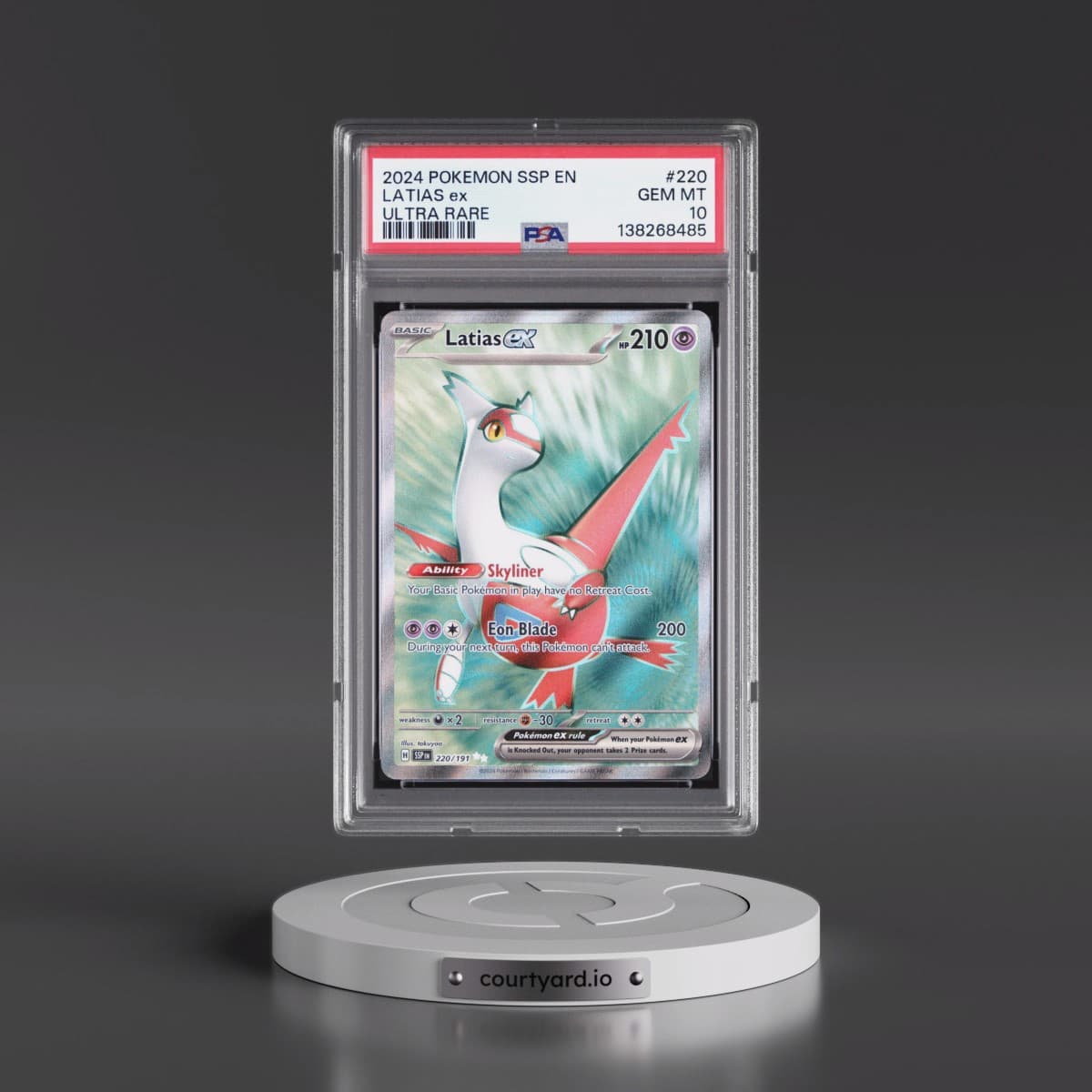 2024 Pokémon Ssp EN-Surging Sparks #220 Latias EX - Holo Ultra Rare (PSA 10 GEM MINT)