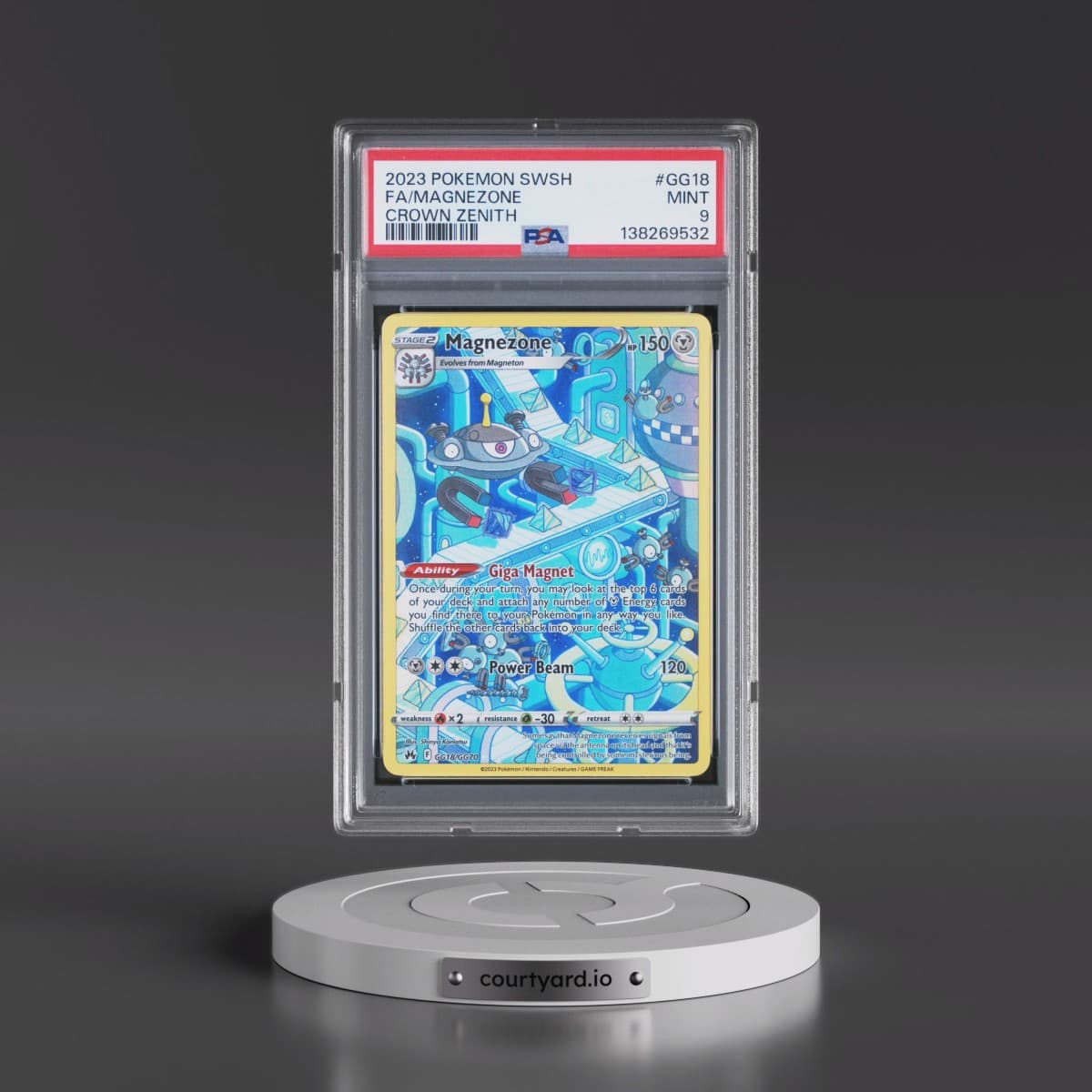 2023 Pokémon Sword and Shield Crown Zenith #GG18 Magnezone - Full Art (PSA 9 MINT)
