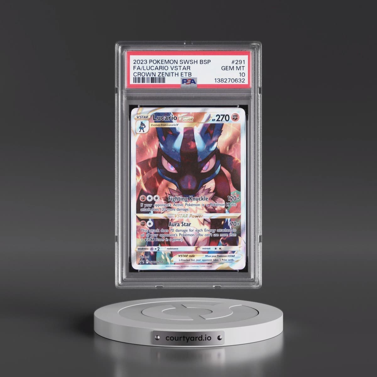 2023 Pokémon Swsh Black Star Promo #291 Lucario Vstar - Full Art Crown Zenith Elite Trainer Box (PSA 10 GEM MINT)