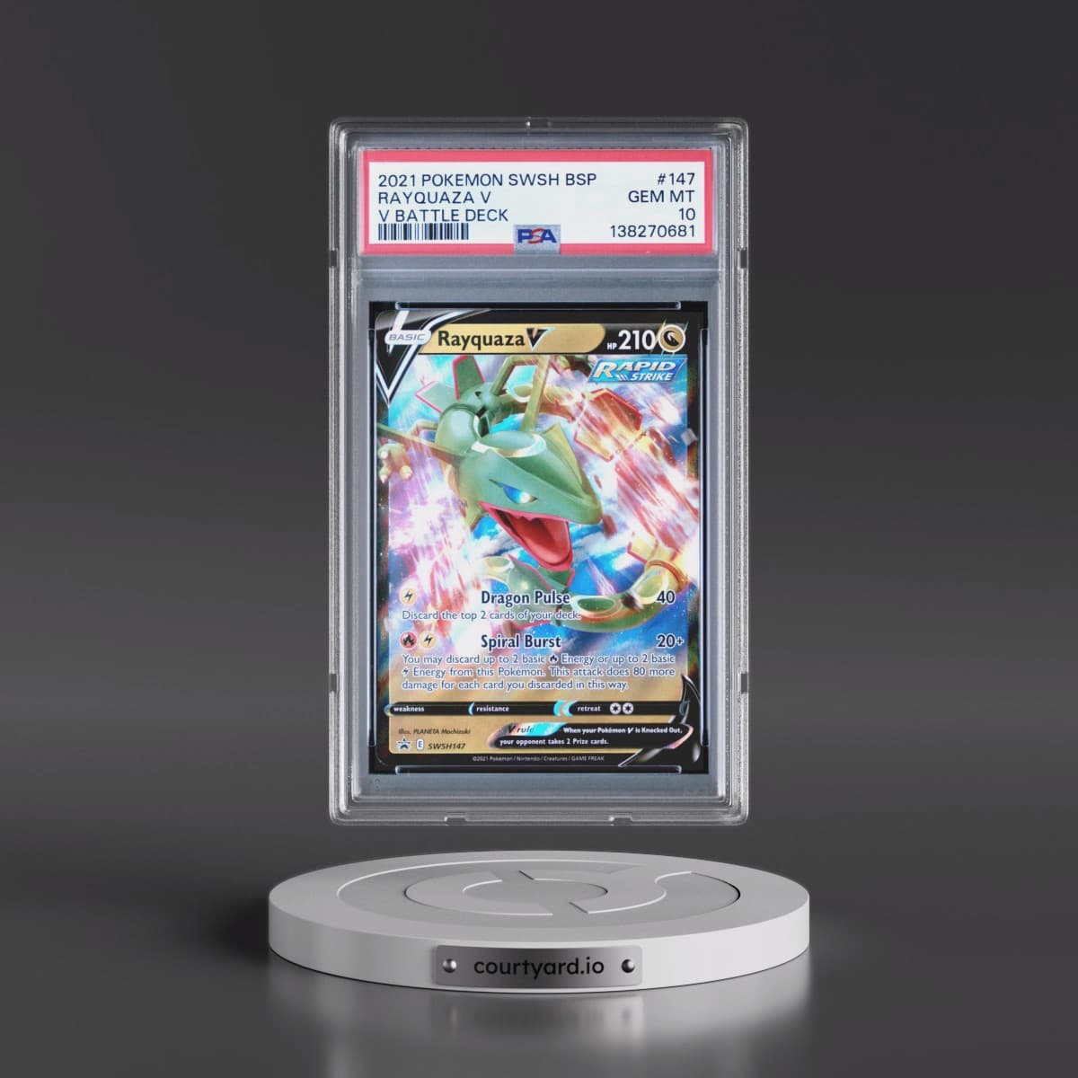 2021 Pokémon Swsh Black Star Promo #147 Rayquaza V - Holo V Battle Deck (PSA 10 GEM MINT)