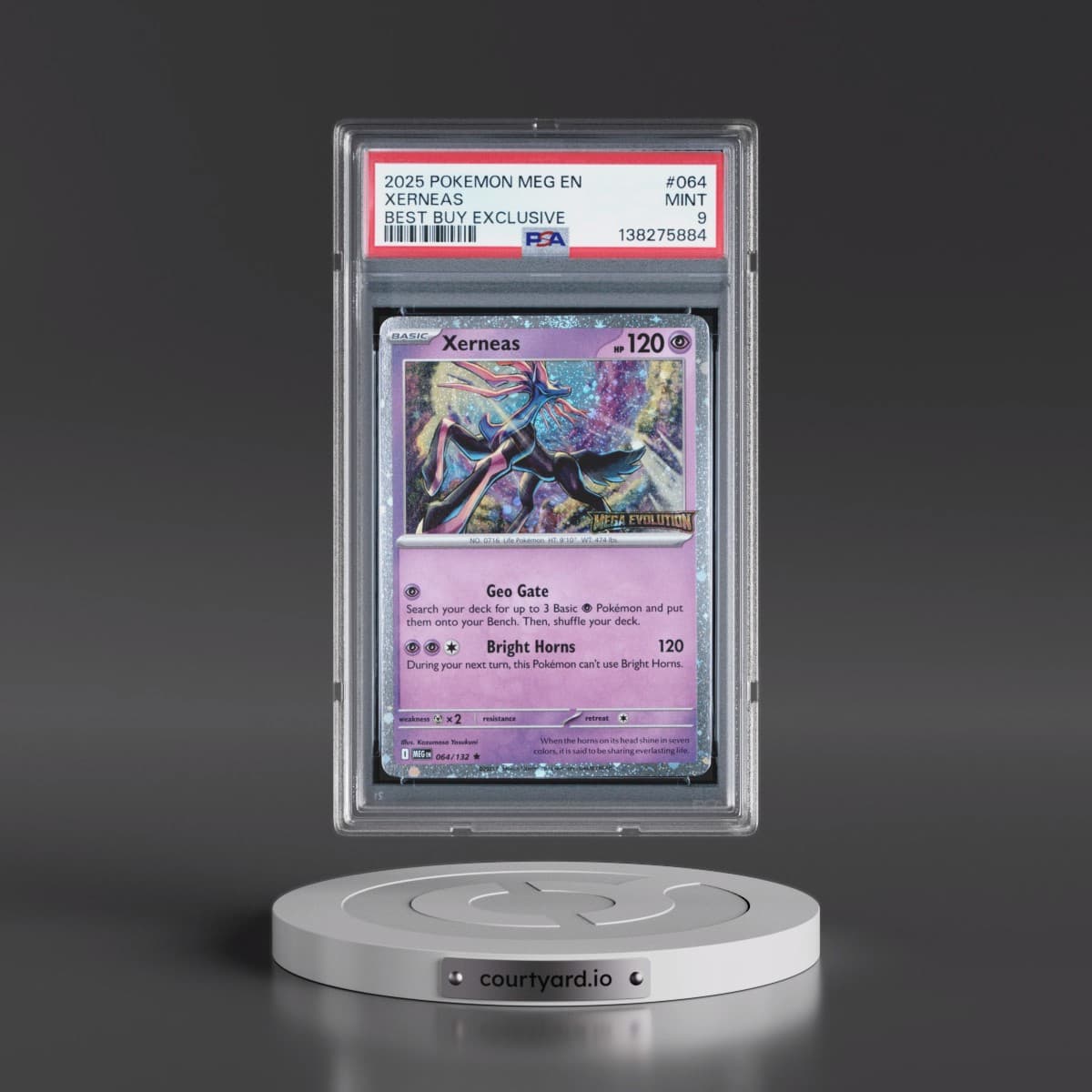 2025 Pokémon Meg EN-Mega Evolution #064 Xerneas - Best Buy Exclusive (PSA 9 MINT)