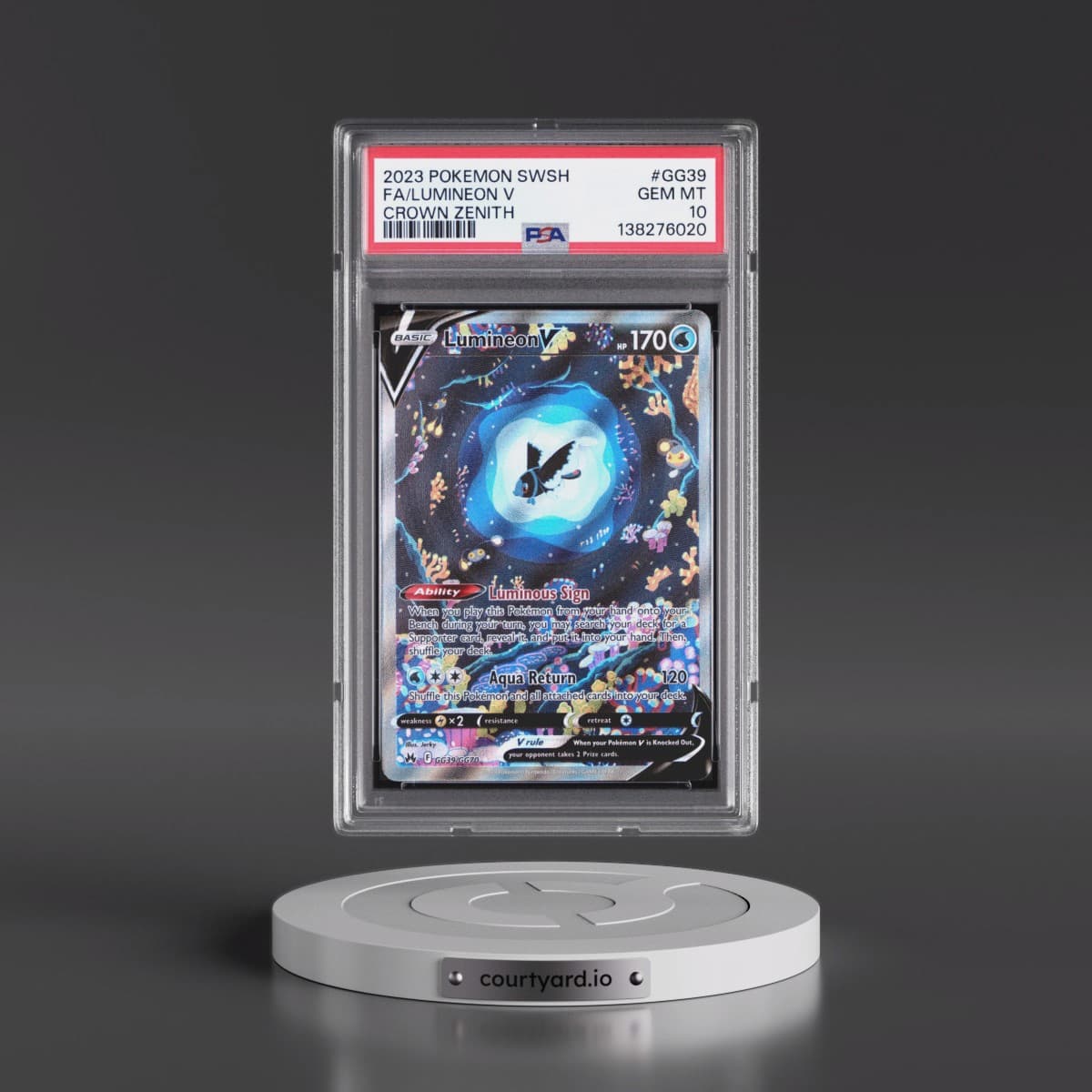 2023 Pokémon Sword and Shield Crown Zenith #GG39 Lumineon V - Holo Full Art (PSA 10 GEM MINT)