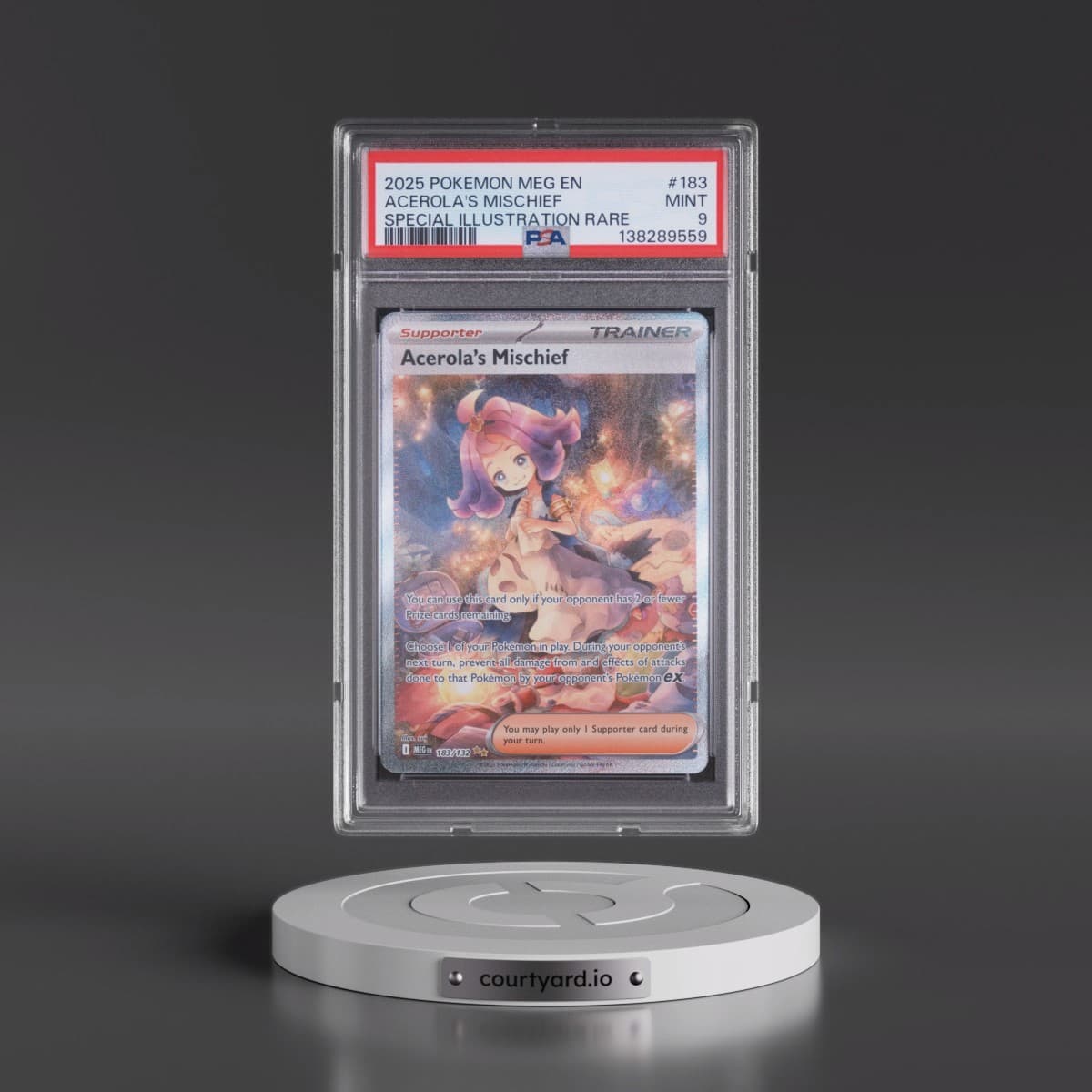 2025 Pokémon Meg EN-Mega Evolution #183 Acerola's Mischief - Special Illustration Rare (PSA 9 MINT)