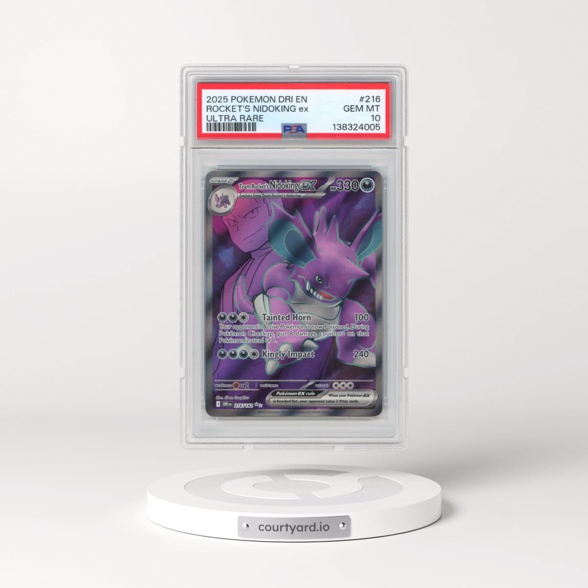 2025 Pokémon Dri EN-Destined Rivals #216 Team Rocket's Nidoking EX - Holo Ultra Rare (PSA 10 GEM MINT)