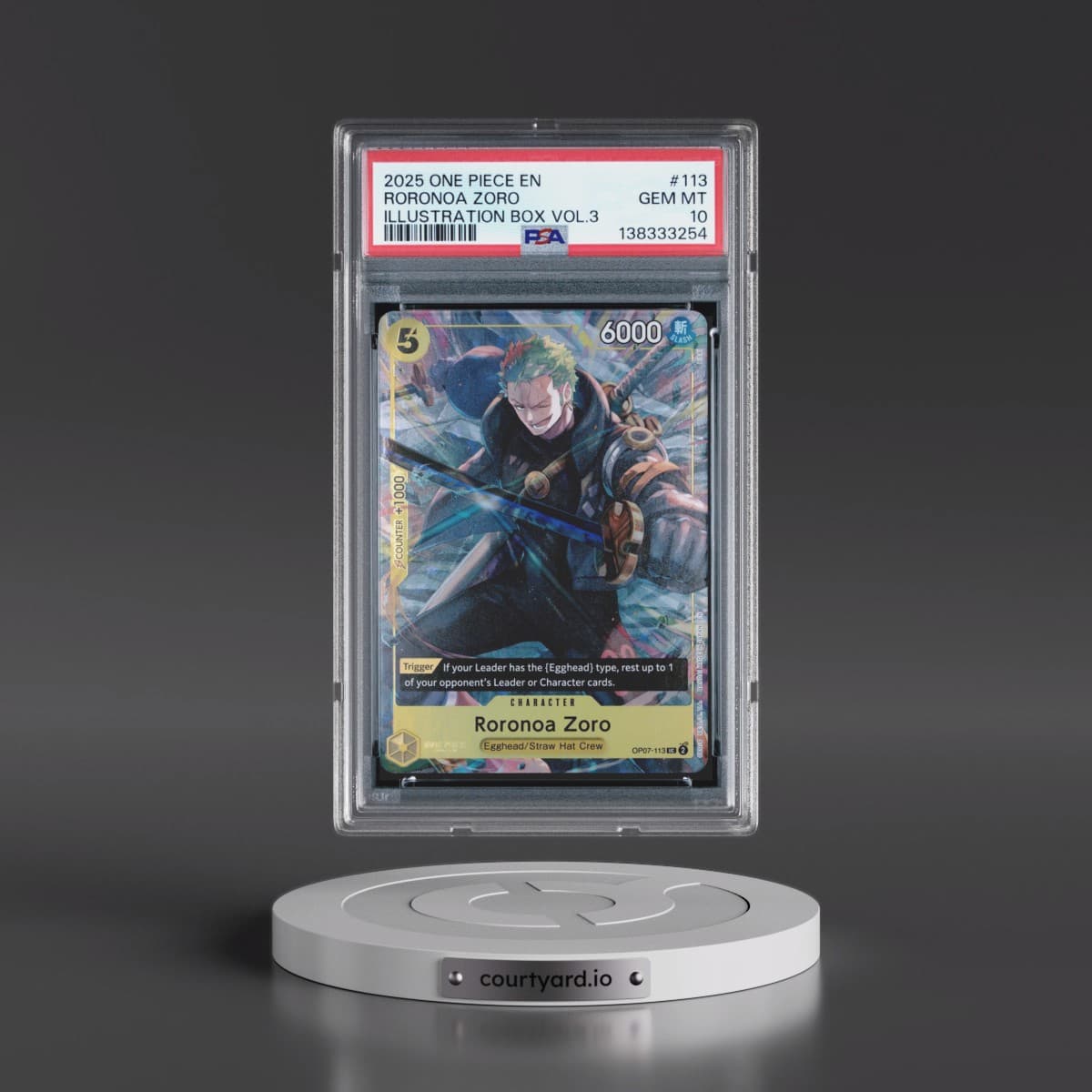 2025 One Piece Promos #113 Roronoa Zoro - Illustration Box Vol.3 (PSA 10 GEM MINT)