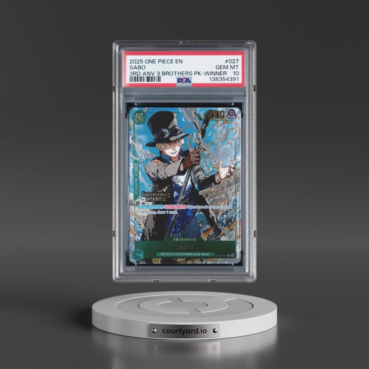 2025 One Piece 3rd Anniversary Tournament 3 Brothers Pack #027 Sabo - Winner (PSA 10 GEM MINT)