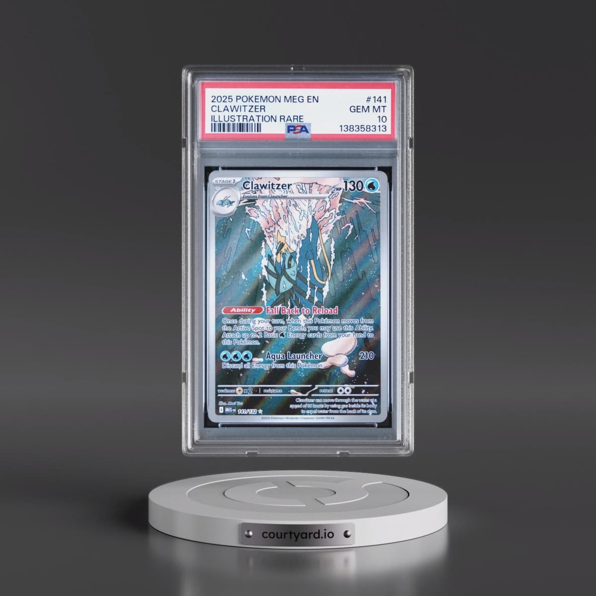 2025 Pokémon Meg EN-Mega Evolution #141 Clawitzer - Illustration Rare (PSA 10 GEM MINT)