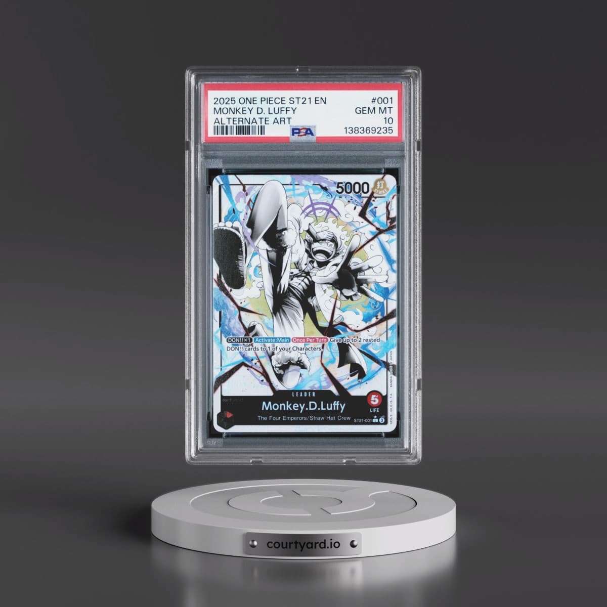 2025 One Piece Starter Deck ST21-EX Gear 5 #001 Monkey D. Luffy - Black & White Alternate Art (PSA 10 GEM MINT)