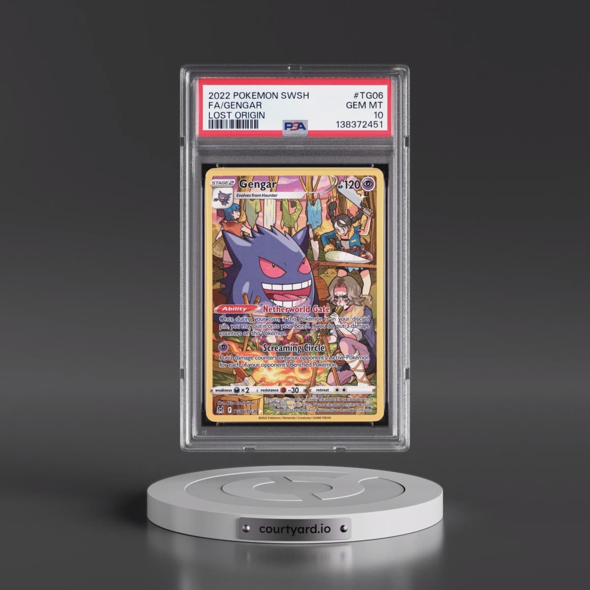 2022 Pokémon Sword & Shield Lost Origin #TG06 Gengar - Full Art (PSA 10 GEM MINT)