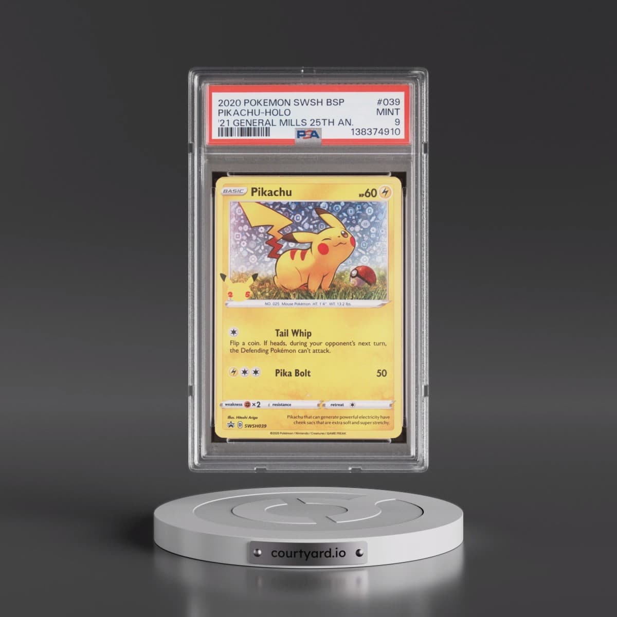 2020 Pokémon Swsh Black Star Promo #039 Pikachu - Holo 2021 General Mills 25th Anniversary (PSA 9 MINT)