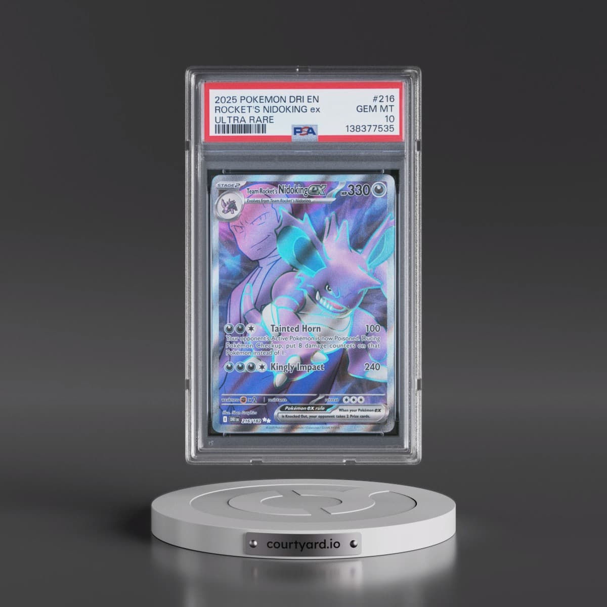 2025 Pokémon Dri EN-Destined Rivals #216 Team Rocket's Nidoking EX - Holo Ultra Rare (PSA 10 GEM MINT)