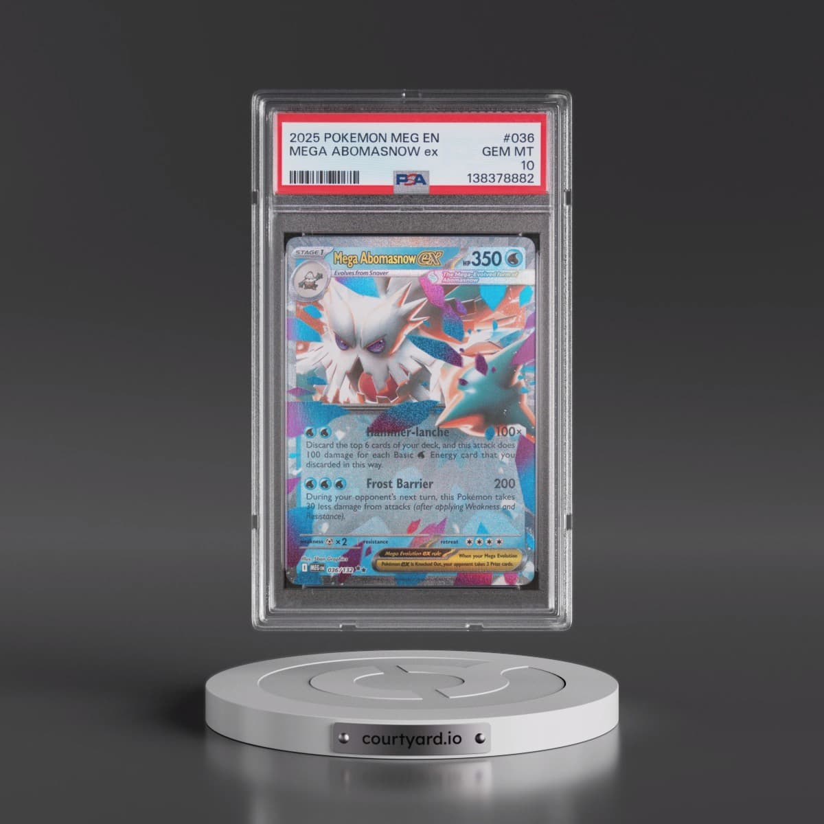 2025 Pokémon Meg EN-Mega Evolution #036 Mega Abomasnow EX - Holo (PSA 10 GEM MINT)