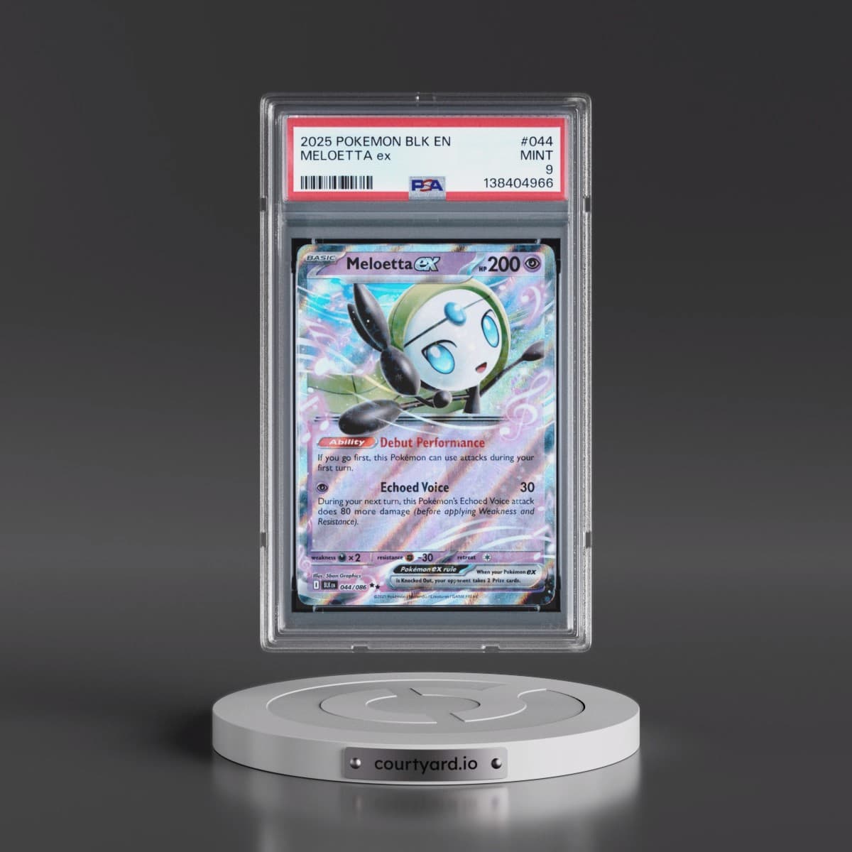 2025 Pokémon Blk EN-Black Bolt #044 Meloetta EX - Holo (PSA 9 MINT)