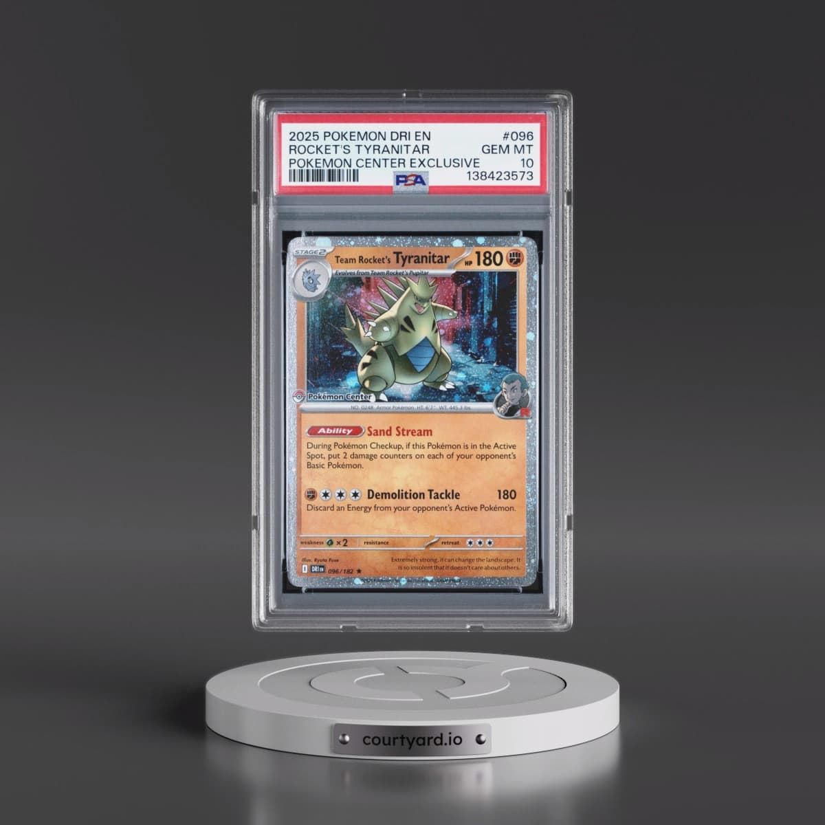 2025 Pokémon Dri EN-Destined Rivals #096 Team Rocket's Tyranitar - Pokemon Center Exclusive (PSA 10 GEM MINT)