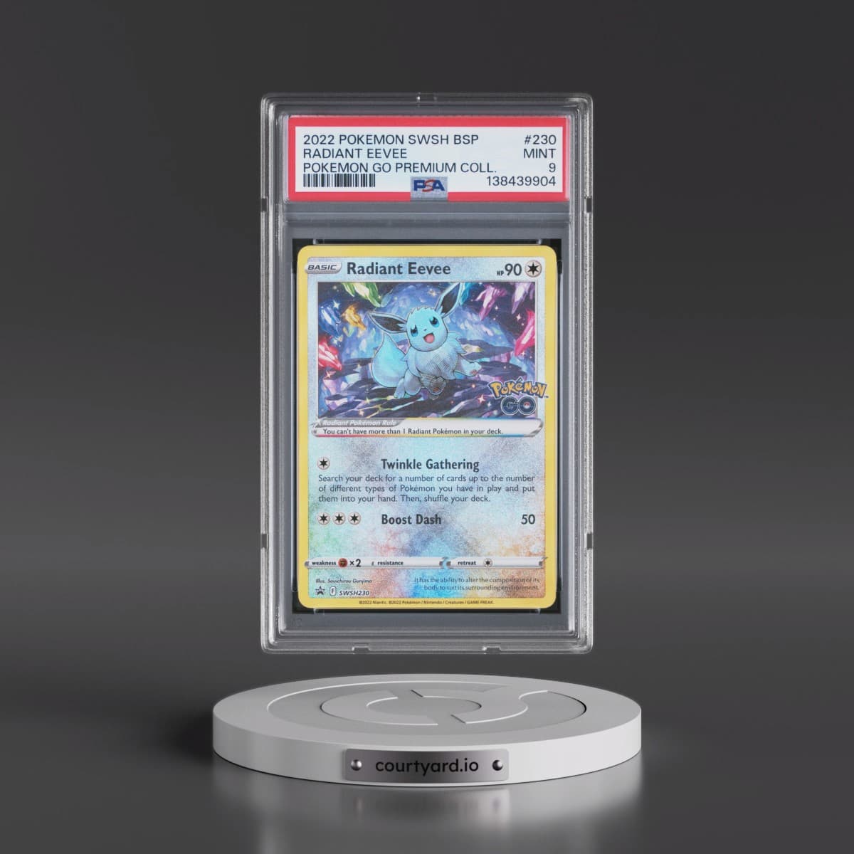 2022 Pokémon Swsh Black Star Promo #230 Radiant Eevee - Holo Pokemon Go Premium Collection Radiant Eevee (PSA 9 MINT)
