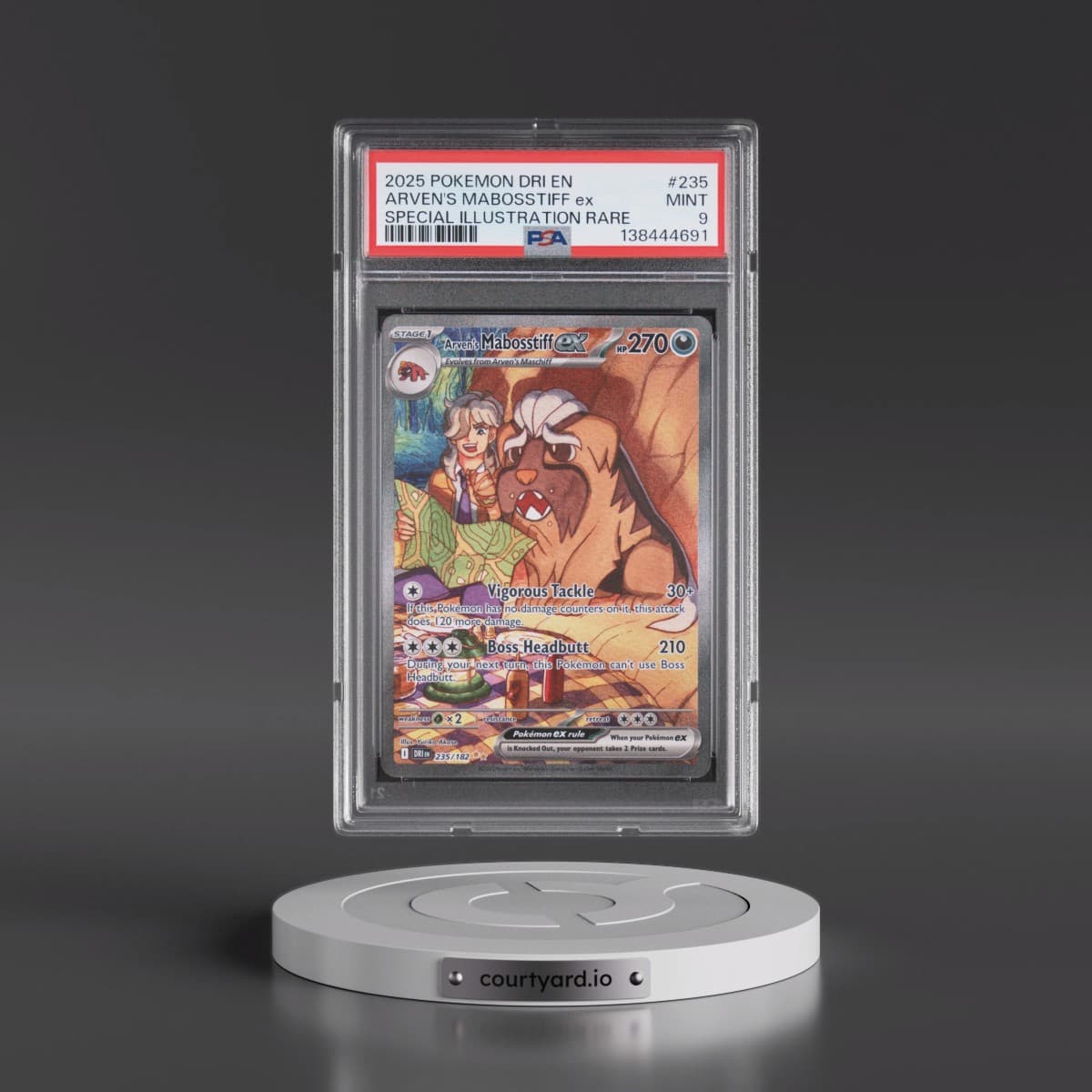 2025 Pokémon Dri EN-Destined Rivals #235 Arven's Mabosstiff EX - Holo Special Illustration Rare (PSA 9 MINT)