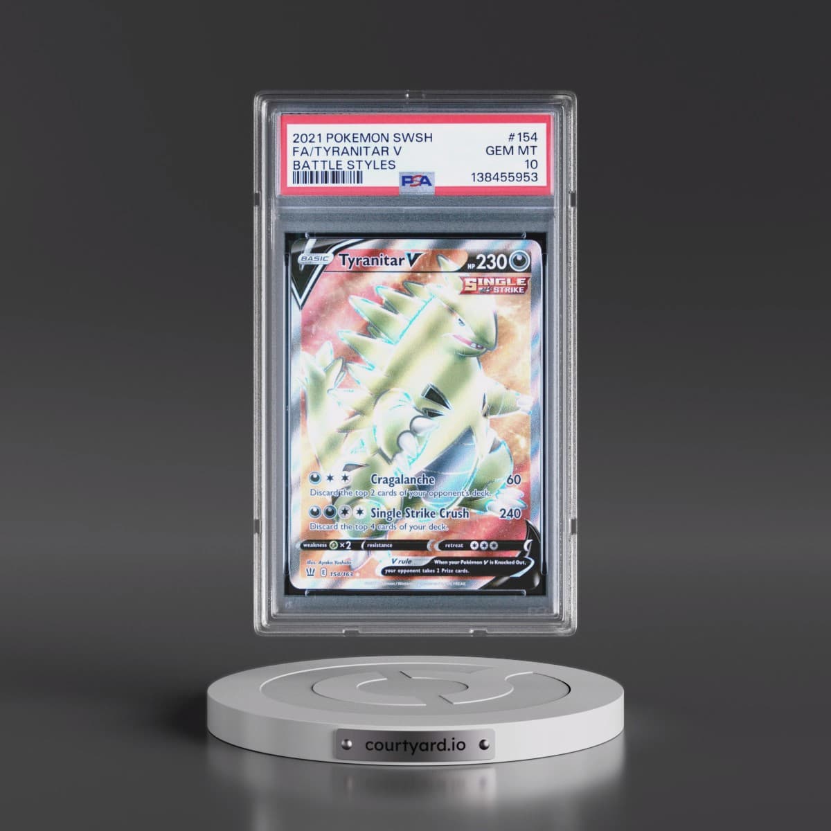 2021 Pokémon Sword & Shield Battle Styles #154 Tyranitar V - Holo Full Art (PSA 10 GEM MINT)