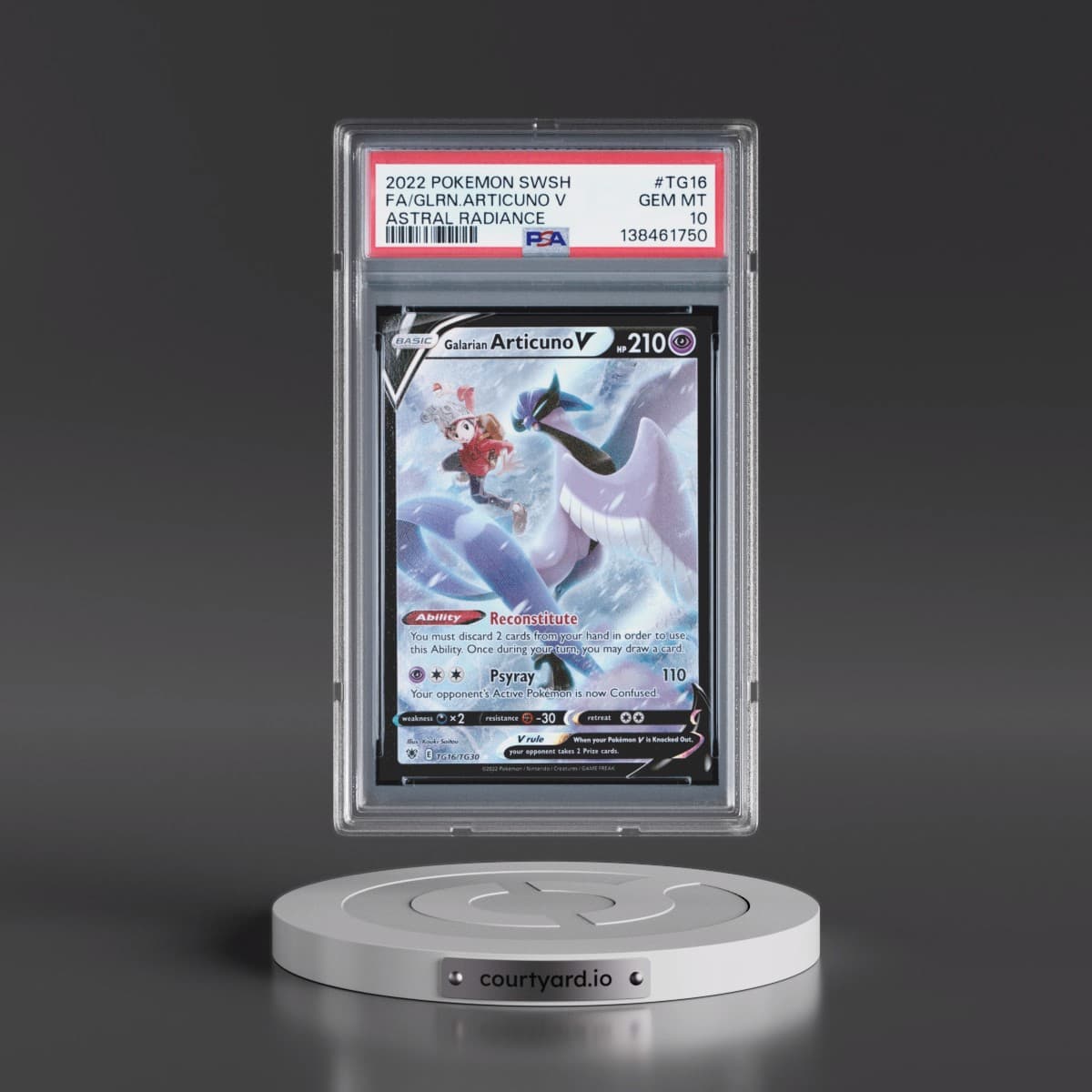 2022 Pokémon Sword & Shield Astral Radiance #TG16 Galarian Articuno V - Holo Full Art (PSA 10 GEM MINT)