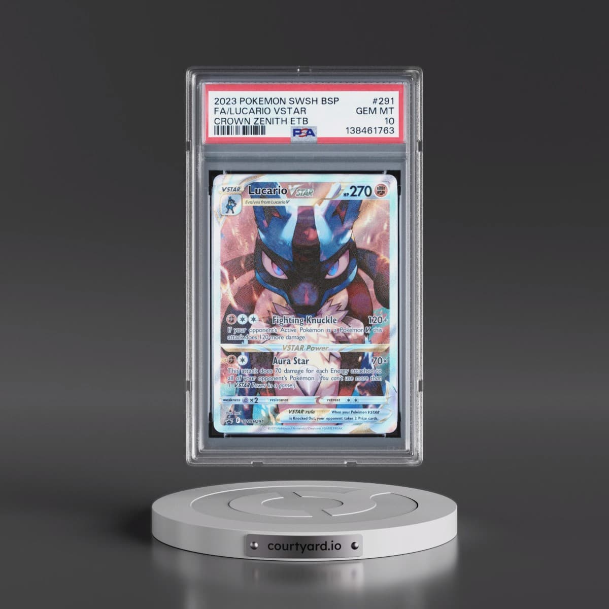 2023 Pokémon Swsh Black Star Promo #291 Lucario Vstar - Full Art Crown Zenith Elite Trainer Box (PSA 10 GEM MINT)